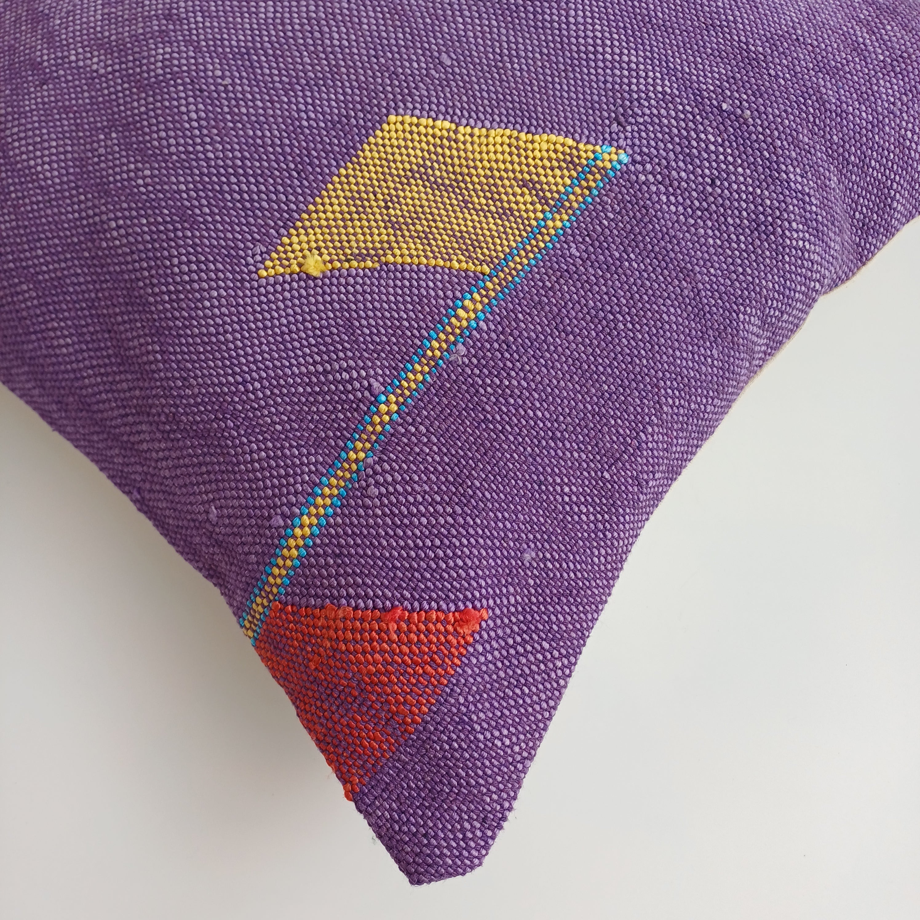 Moroccan Handmade Purple Cactus Silk Cushion Cover 16''x16'' / 40x40 CM