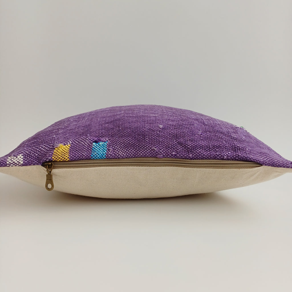Moroccan Handmade Purple Cactus Silk Cushion Cover 16''x16'' / 40x40 CM