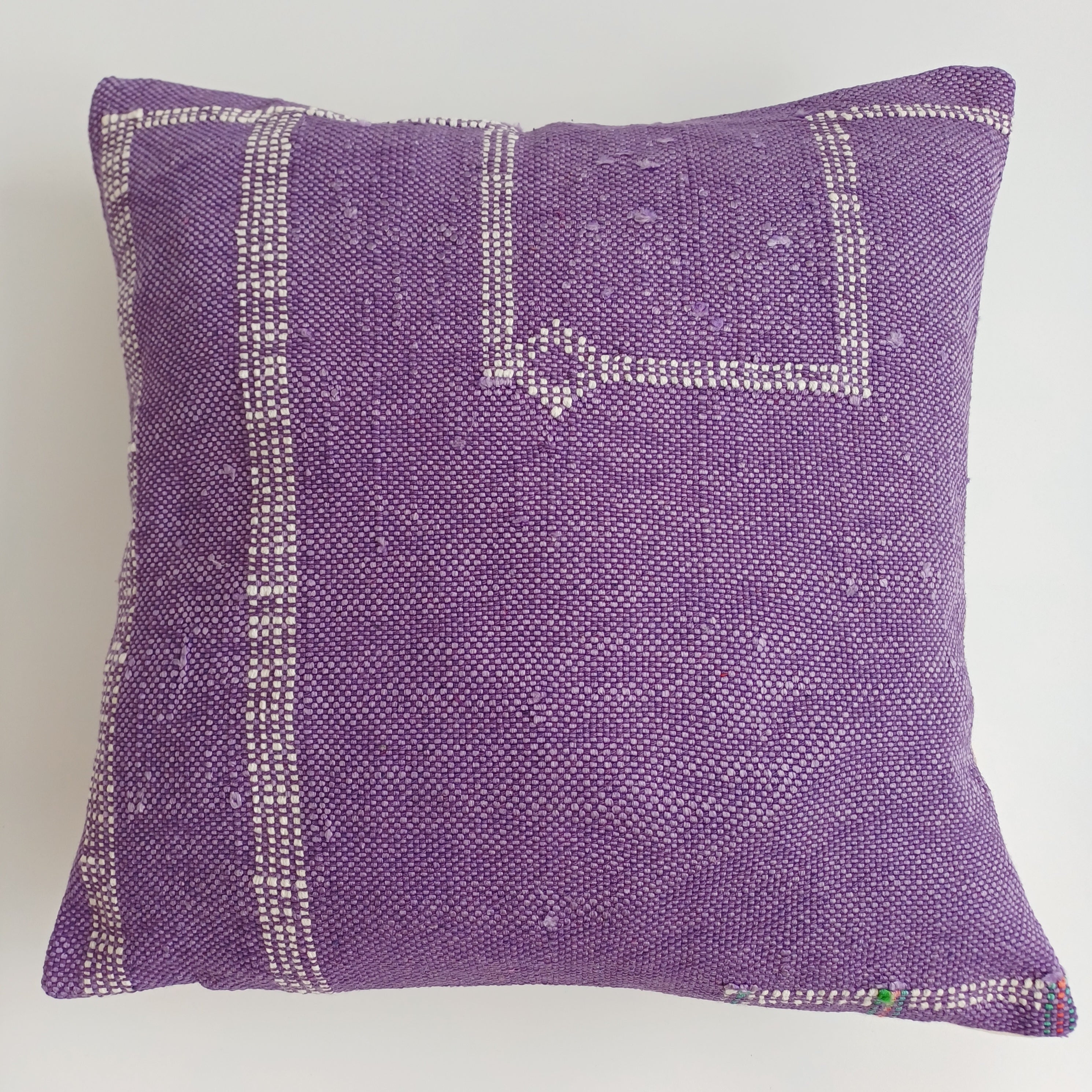 Moroccan Handmade Purple Cactus Silk Cushion Cover 16''x16'' / 40x40 CM