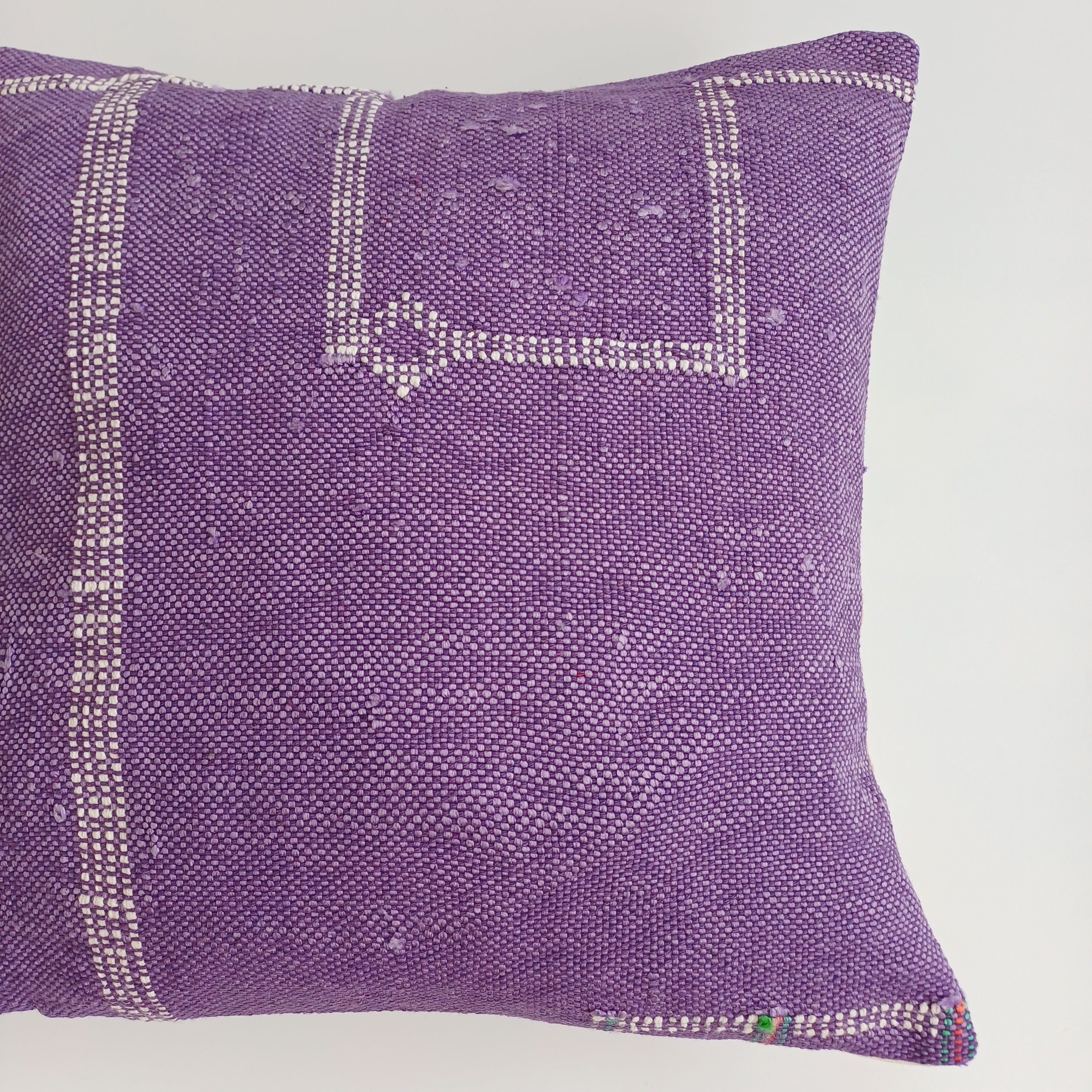 Moroccan Handmade Purple Cactus Silk Cushion Cover 16''x16'' / 40x40 CM