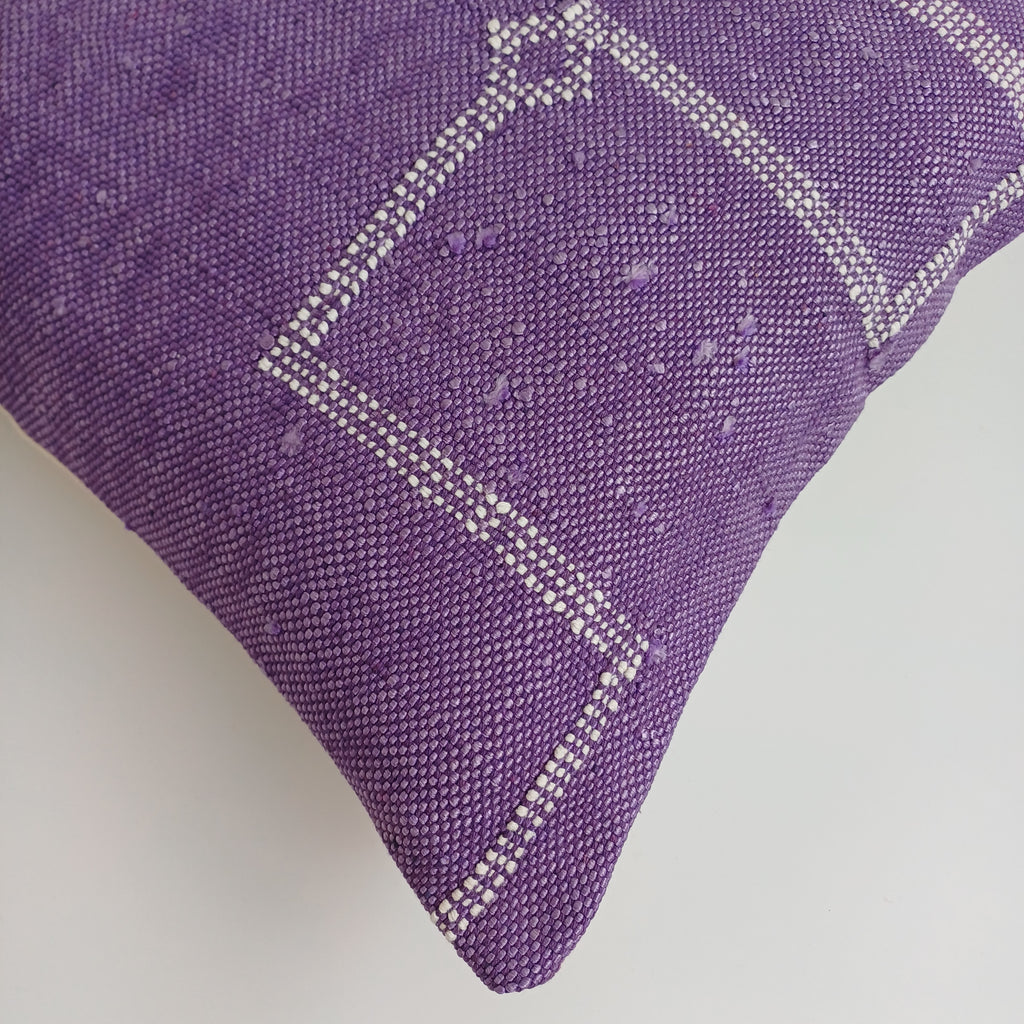 Moroccan Handmade Purple Cactus Silk Cushion Cover 16''x16'' / 40x40 CM