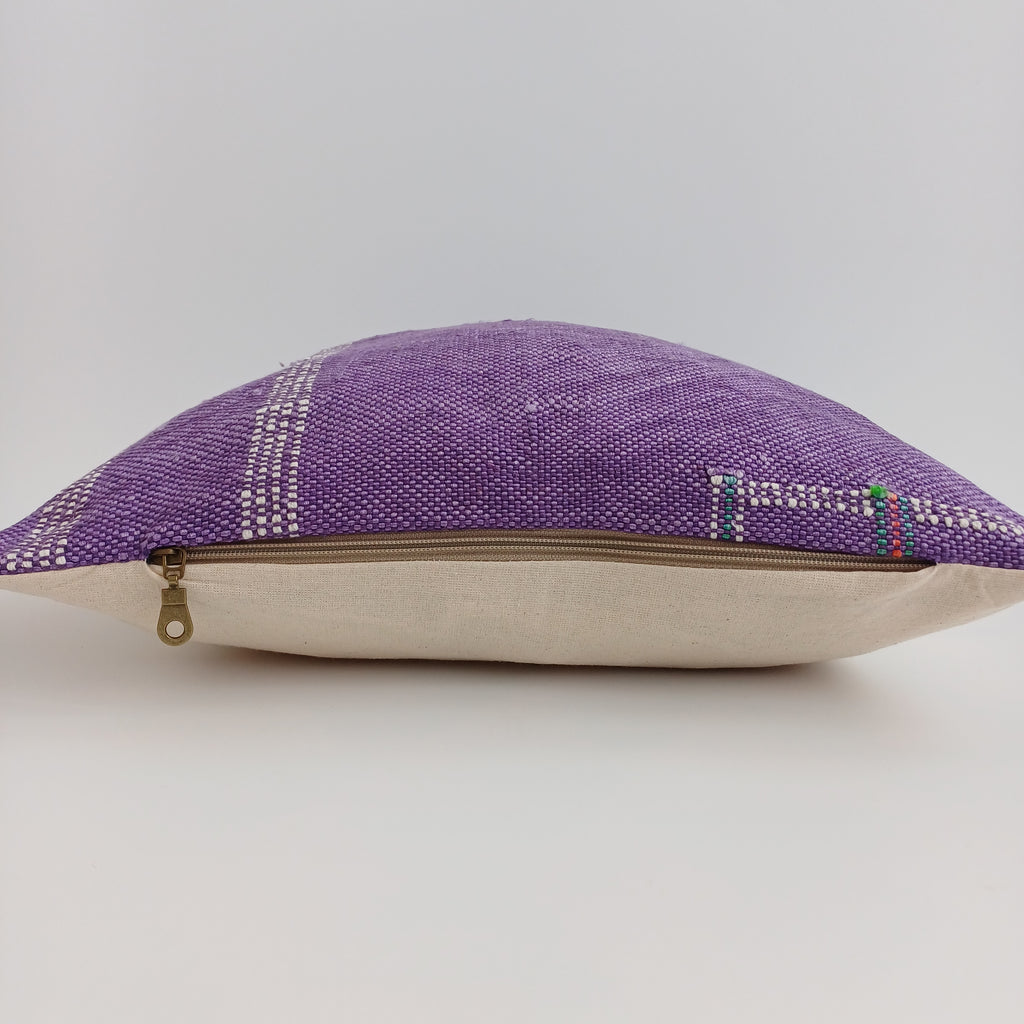 Moroccan Handmade Purple Cactus Silk Cushion Cover 16''x16'' / 40x40 CM