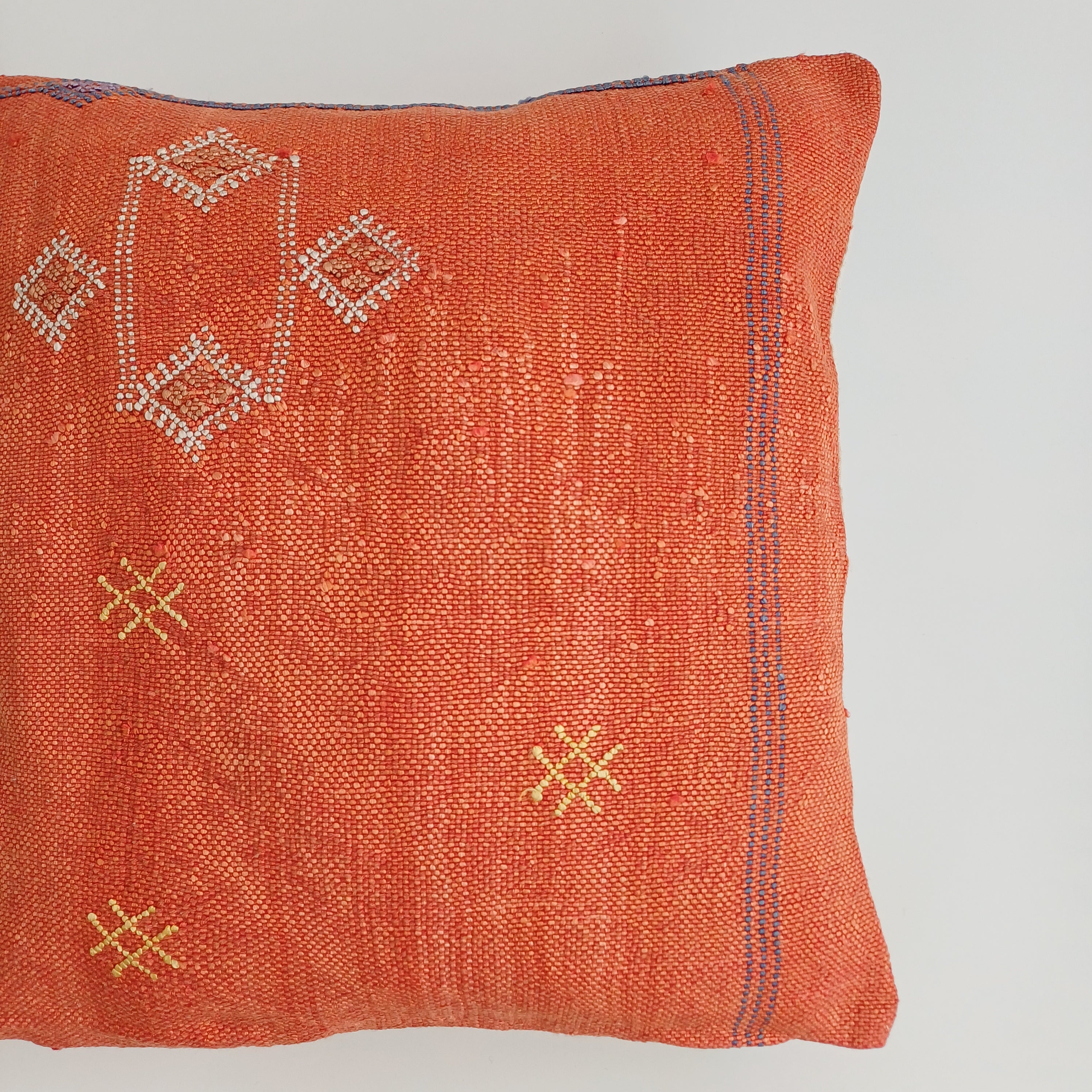 Moroccan Handmade Red Cactus Silk Cushion Cover 16''x16'' / 40x40 CM