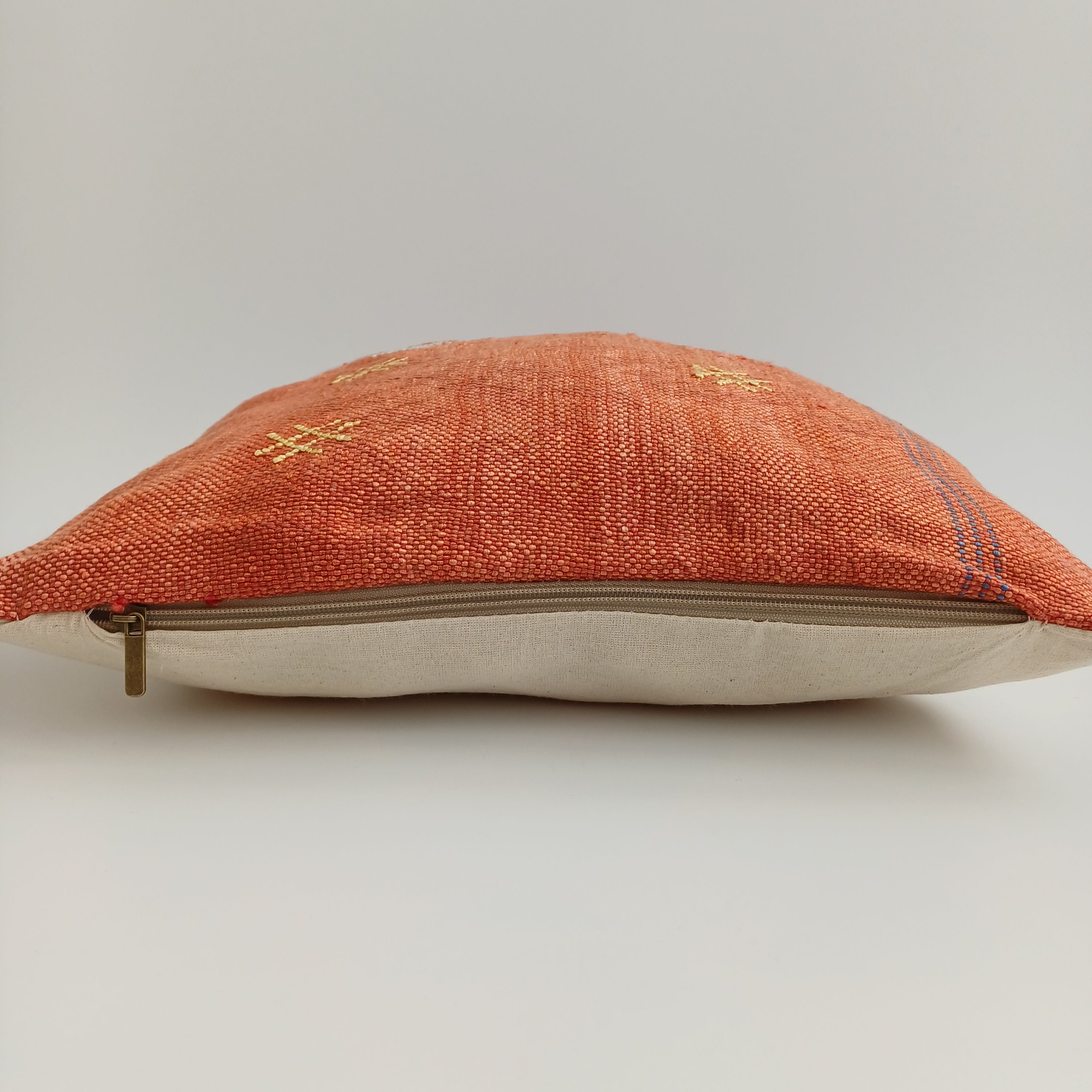 Moroccan Handmade Red Cactus Silk Cushion Cover 16''x16'' / 40x40 CM