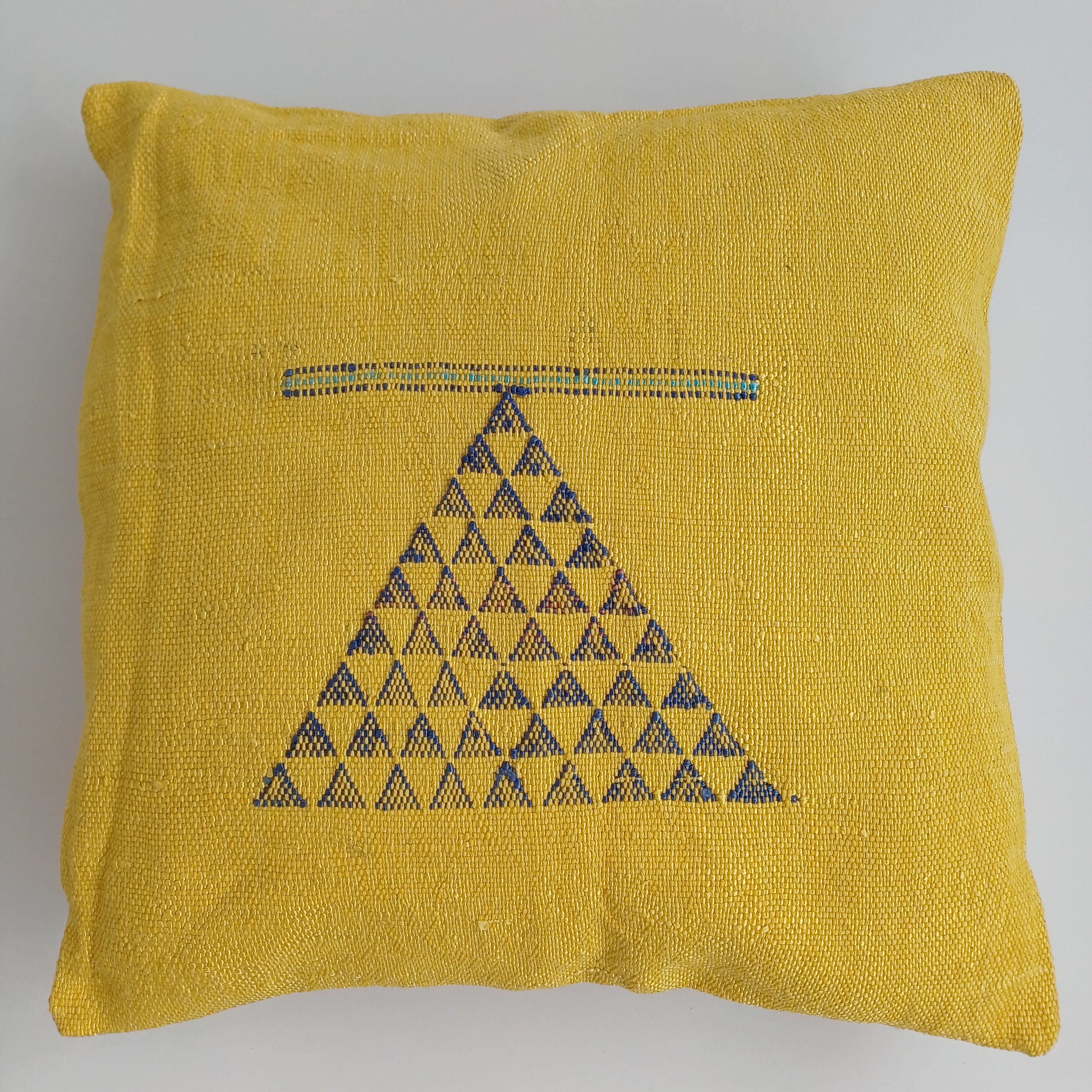 Moroccan Handmade Yellow Cactus Silk Cushion Cover 16''x16'' / 40x40 CM