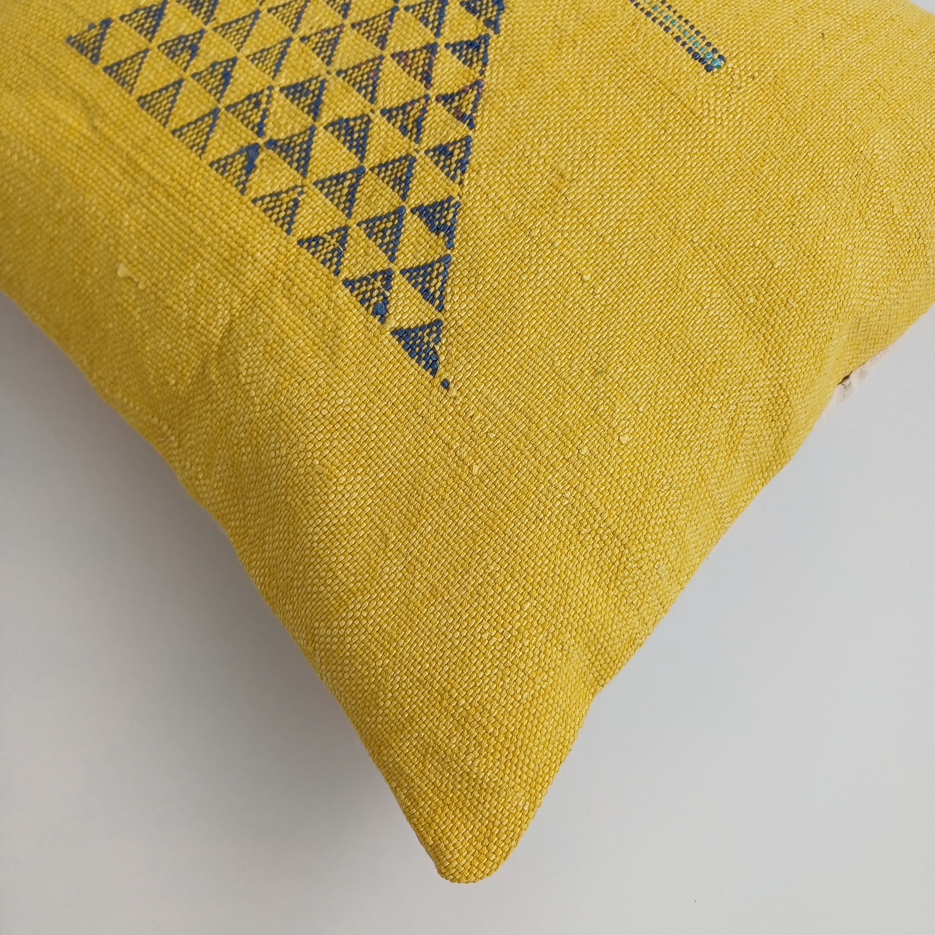 Moroccan Handmade Yellow Cactus Silk Cushion Cover 16''x16'' / 40x40 CM