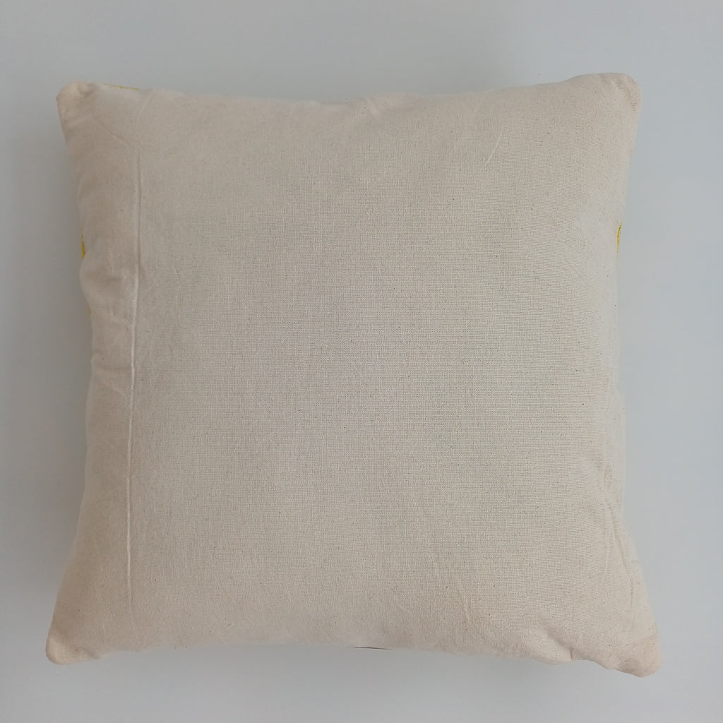 Moroccan Handmade Yellow Cactus Silk Cushion Cover 16''x16'' / 40x40 CM
