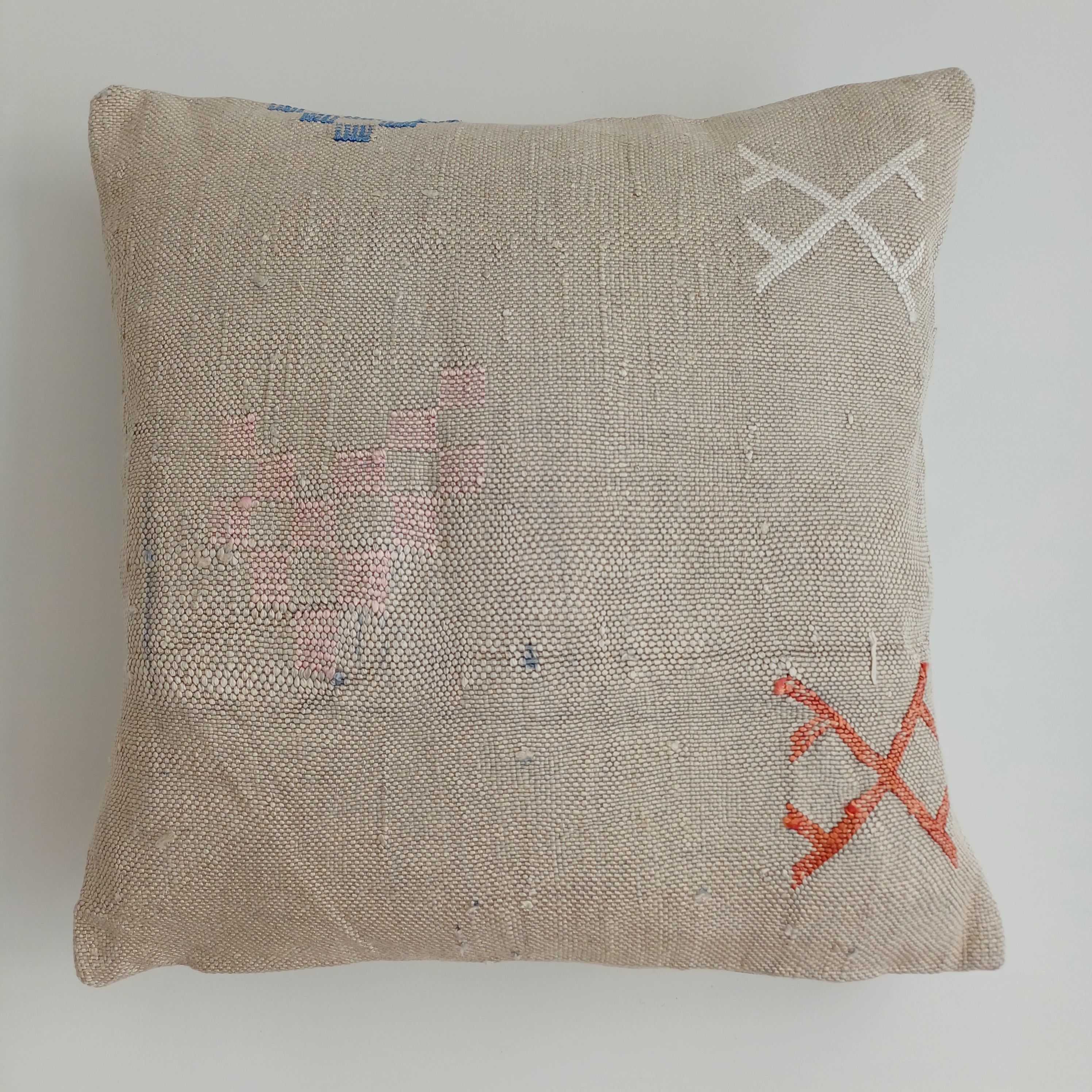 Moroccan Handmade Oatmeal Cactus Silk Cushion Cover 16''x16'' / 40x40 CM