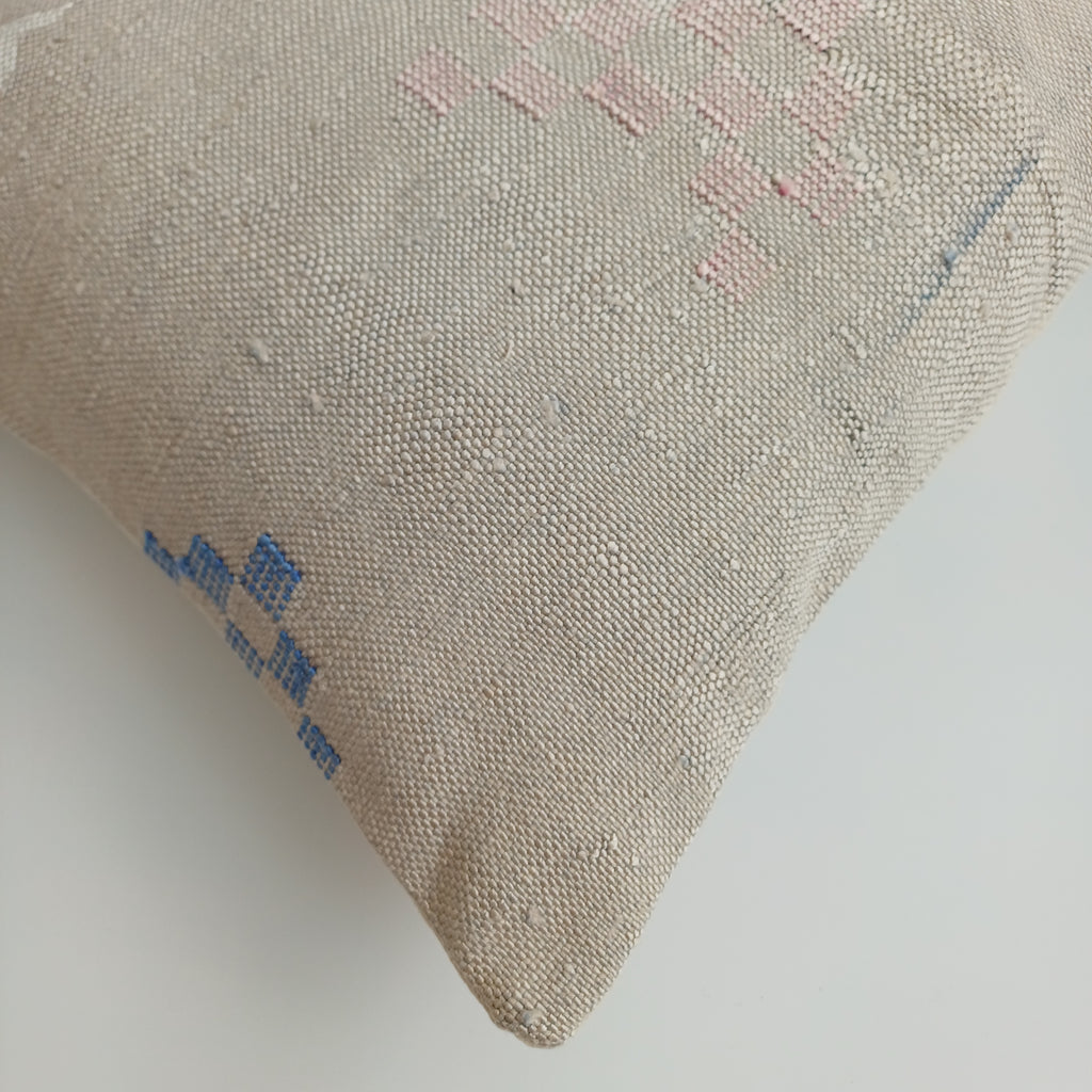 Moroccan Handmade Oatmeal Cactus Silk Cushion Cover 16''x16'' / 40x40 CM