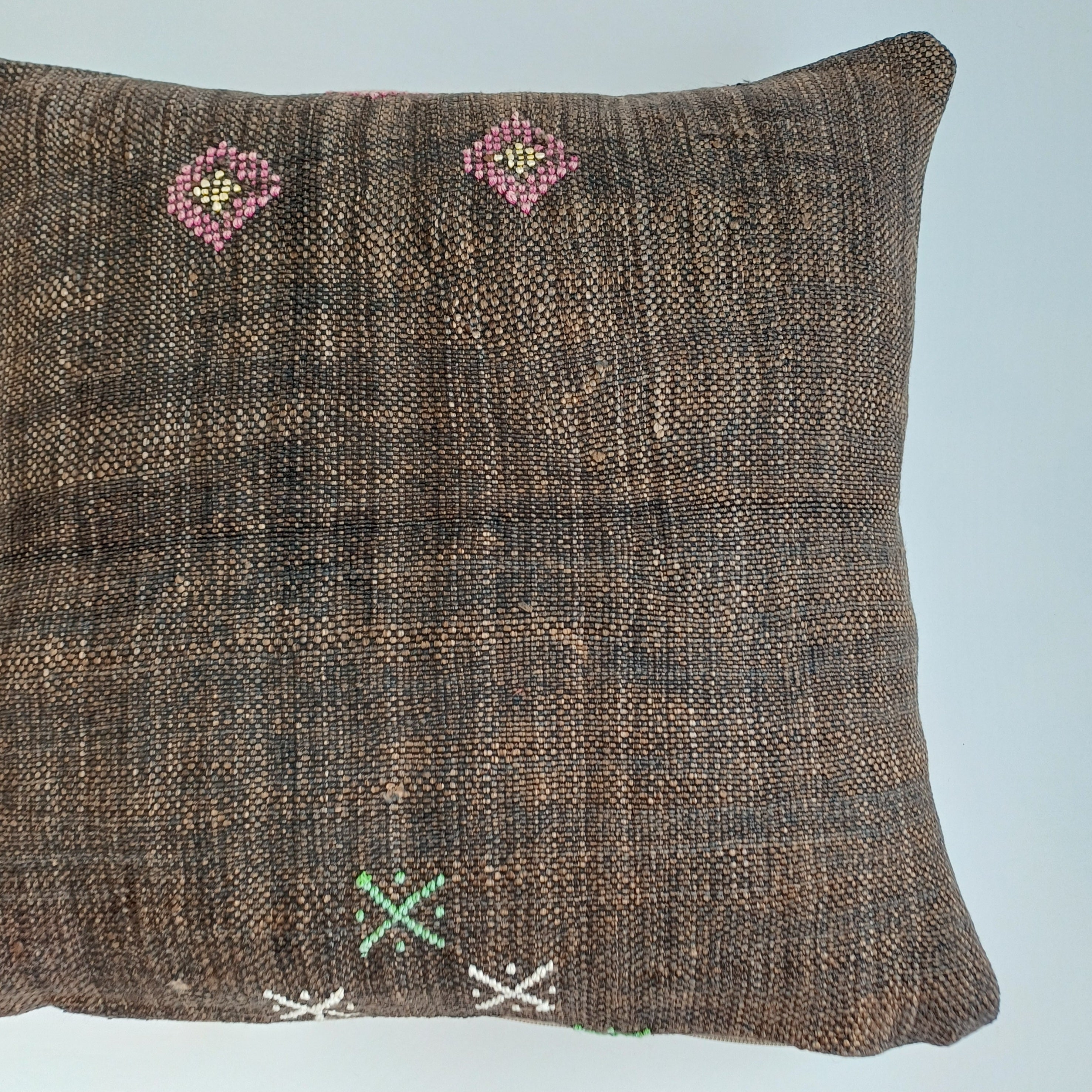 Moroccan Handmade Brown Cactus Silk Cushion Cover 16''x16'' / 40x40 CM