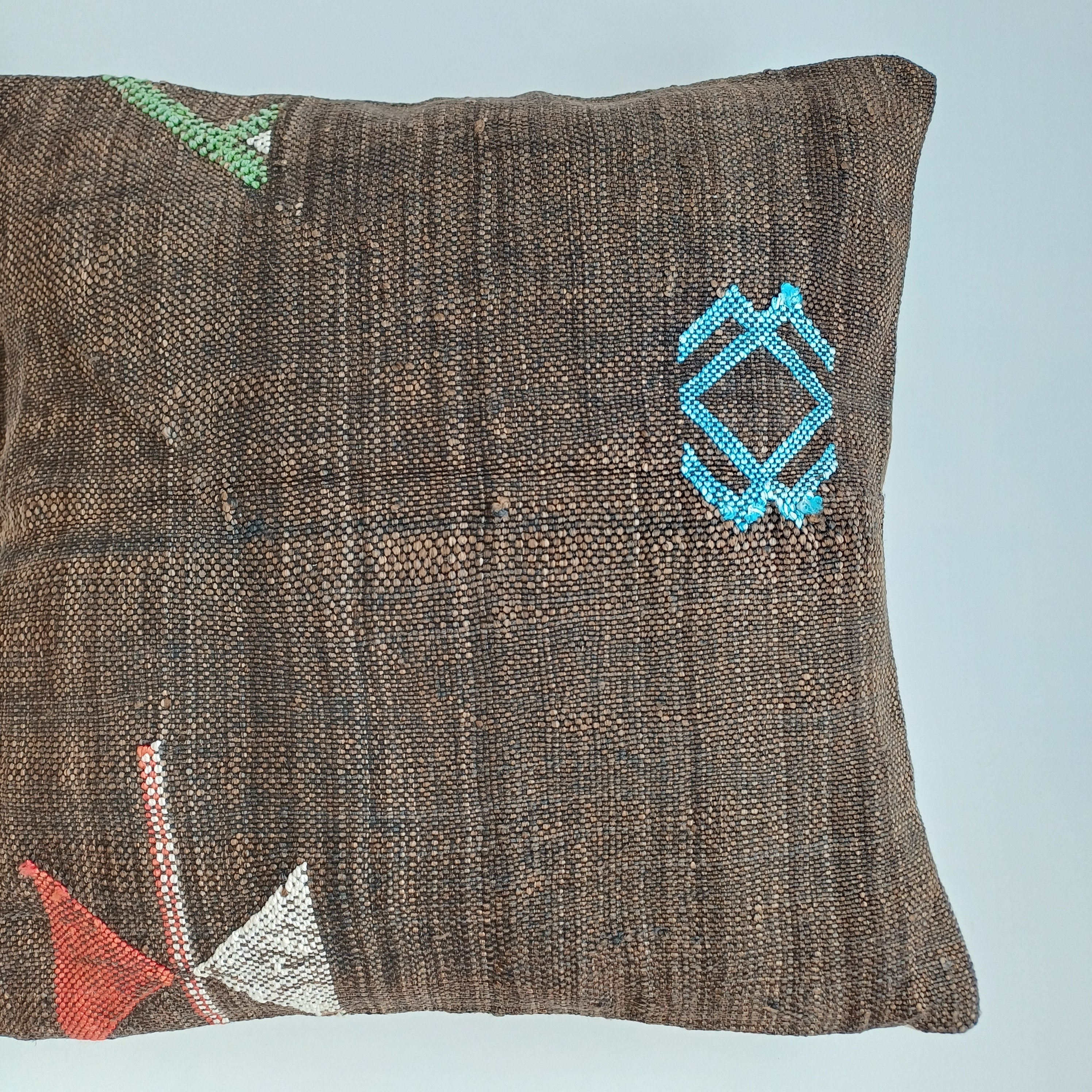 Moroccan Handmade Brown Cactus Silk Cushion Cover 16''x16'' / 40x40 CM