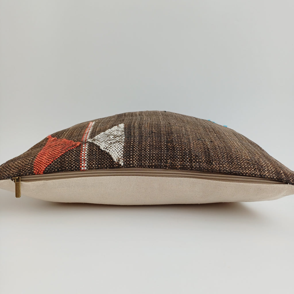 Moroccan Handmade Brown Cactus Silk Cushion Cover 16''x16'' / 40x40 CM