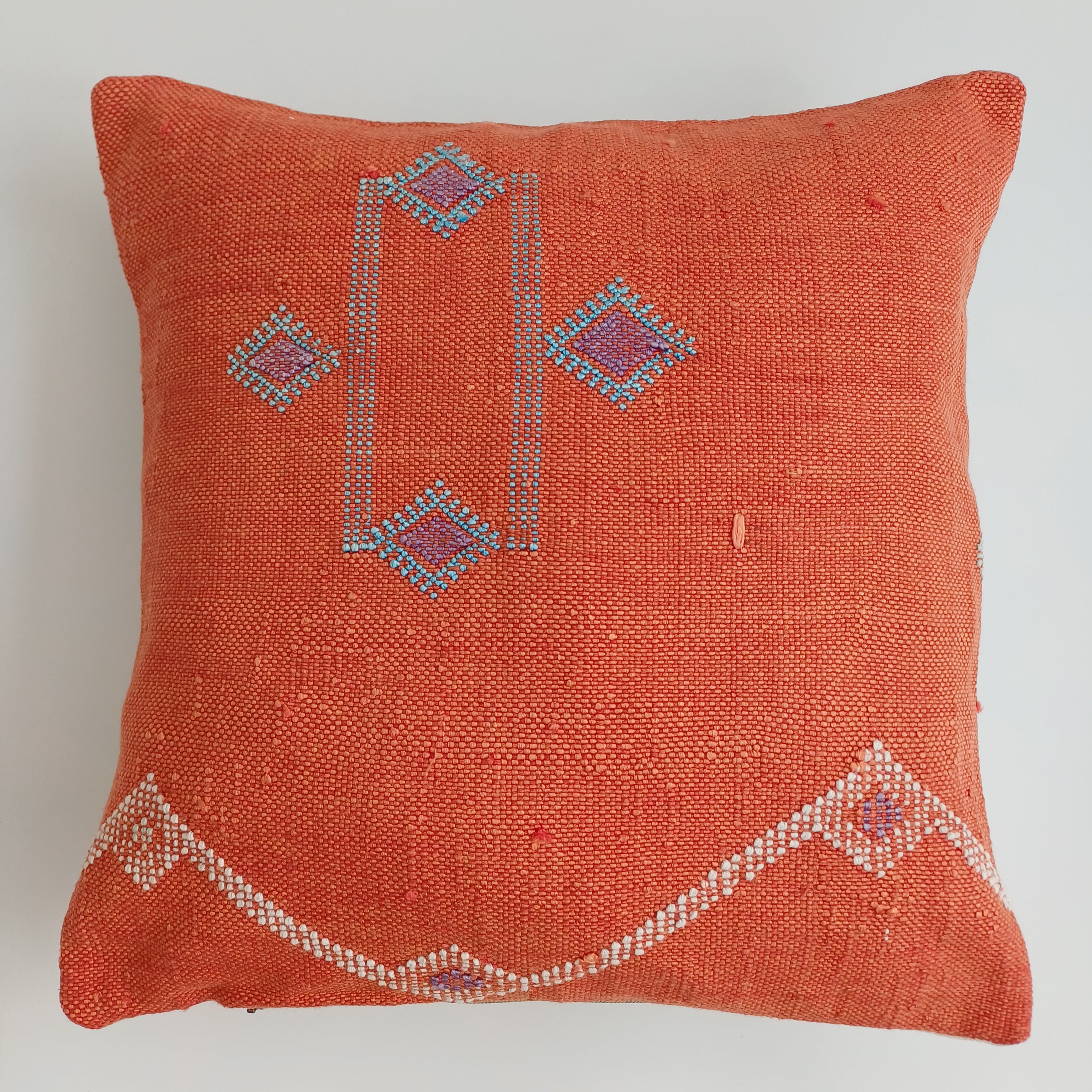 Moroccan Handmade Red Cactus Silk Cushion Cover 16''x16'' / 40x40 CM