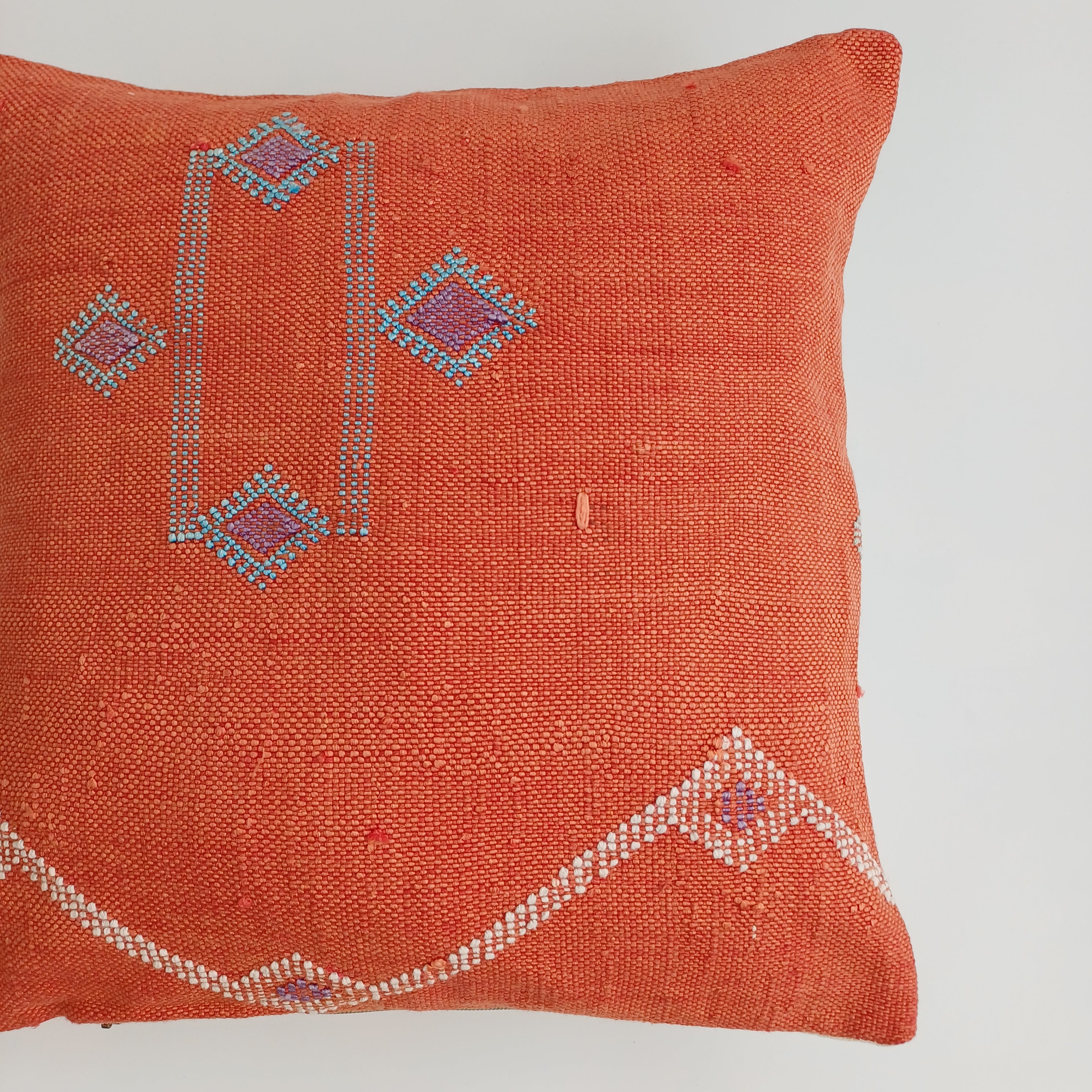 Moroccan Handmade Red Cactus Silk Cushion Cover 16''x16'' / 40x40 CM