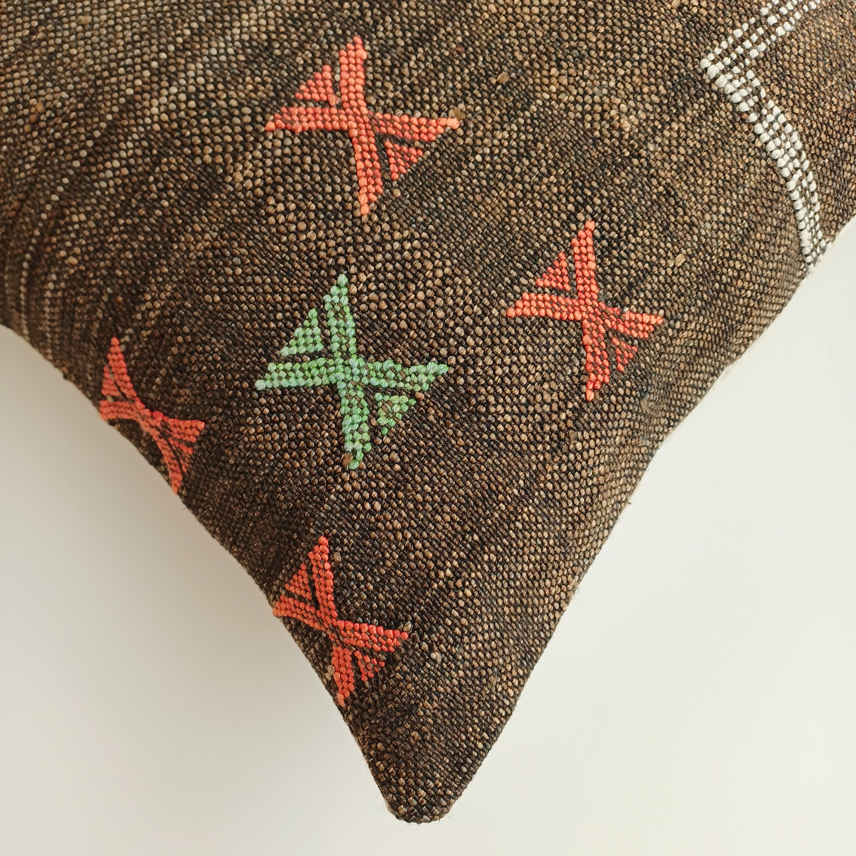 Moroccan Handmade Brown Cactus Silk Cushion Cover 16''x16'' / 40x40 CM
