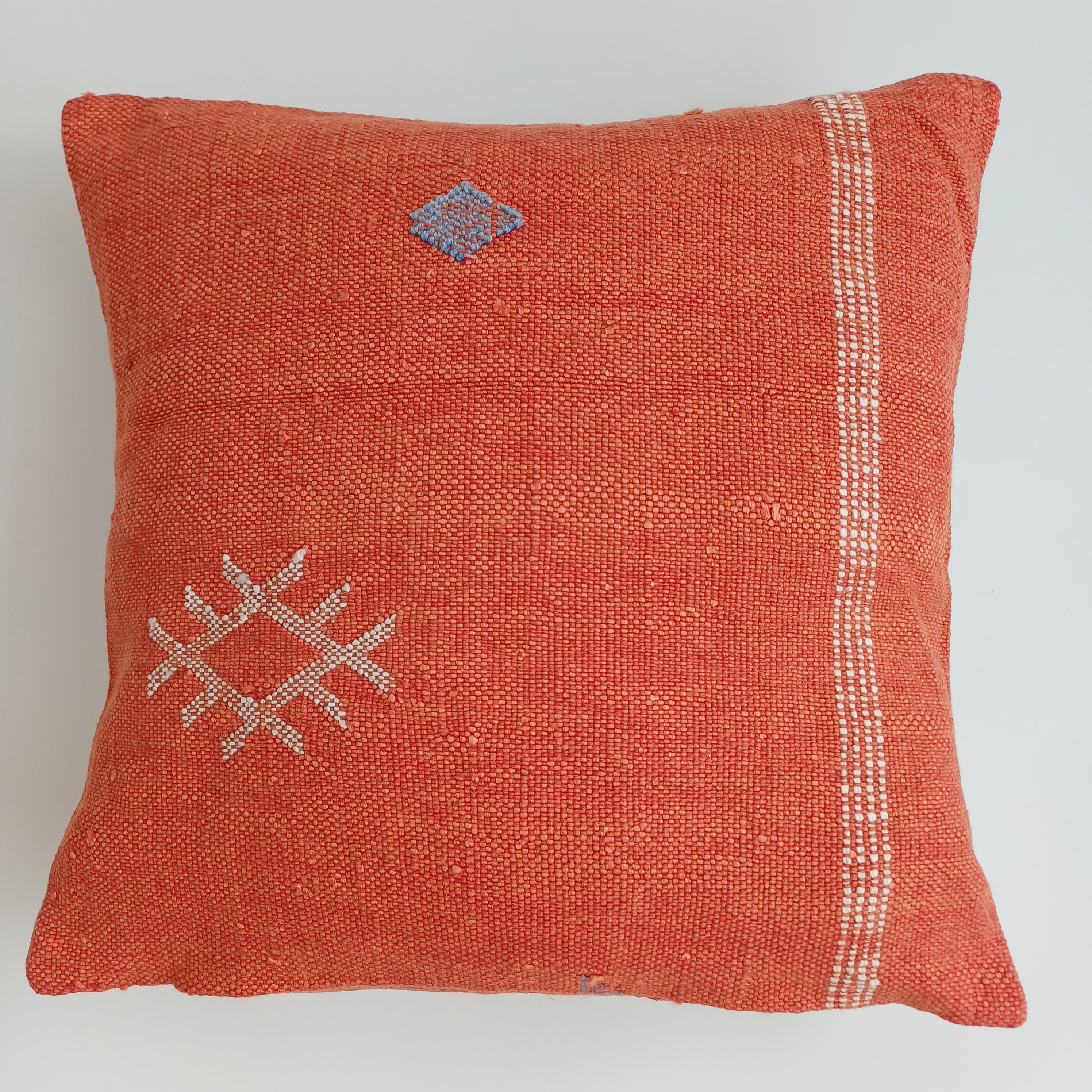 Moroccan Handmade Red Cactus Silk Cushion Cover 16''x16'' / 40x40 CM
