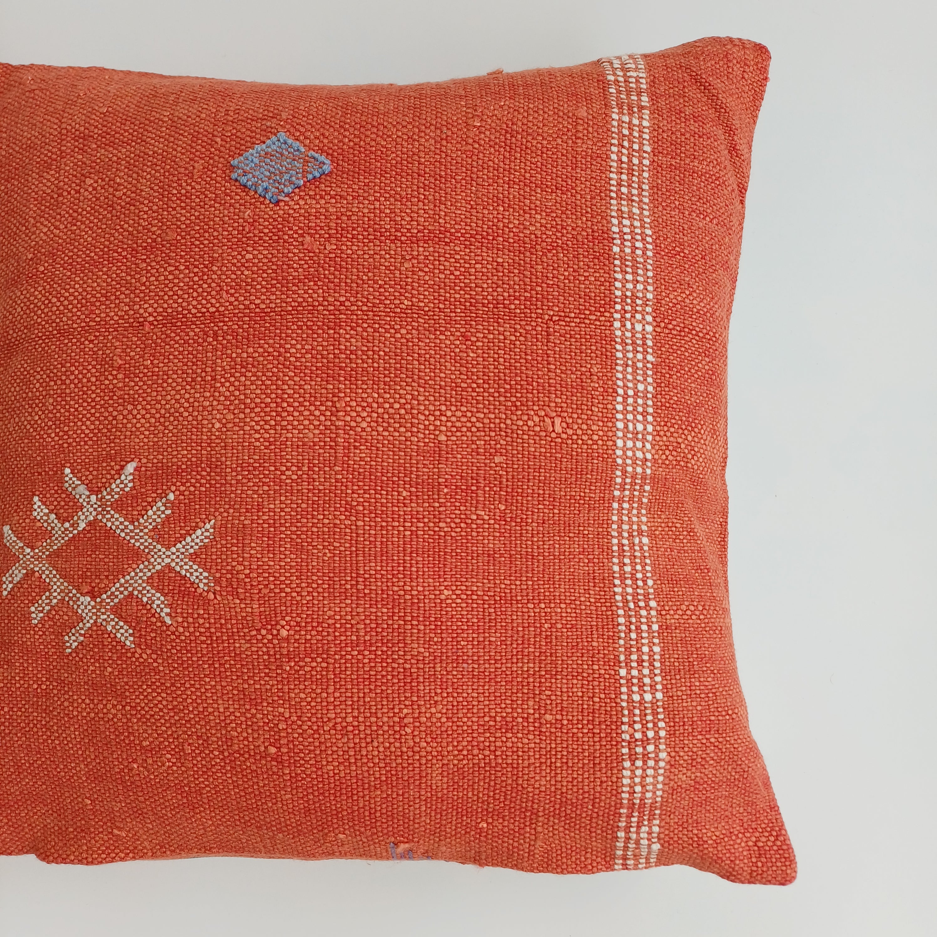 Moroccan Handmade Red Cactus Silk Cushion Cover 16''x16'' / 40x40 CM