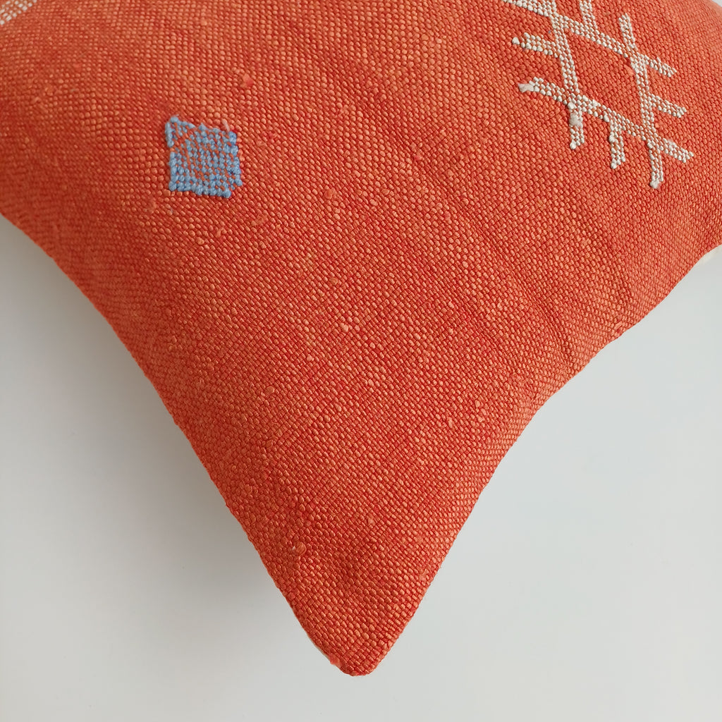 Moroccan Handmade Red Cactus Silk Cushion Cover 16''x16'' / 40x40 CM