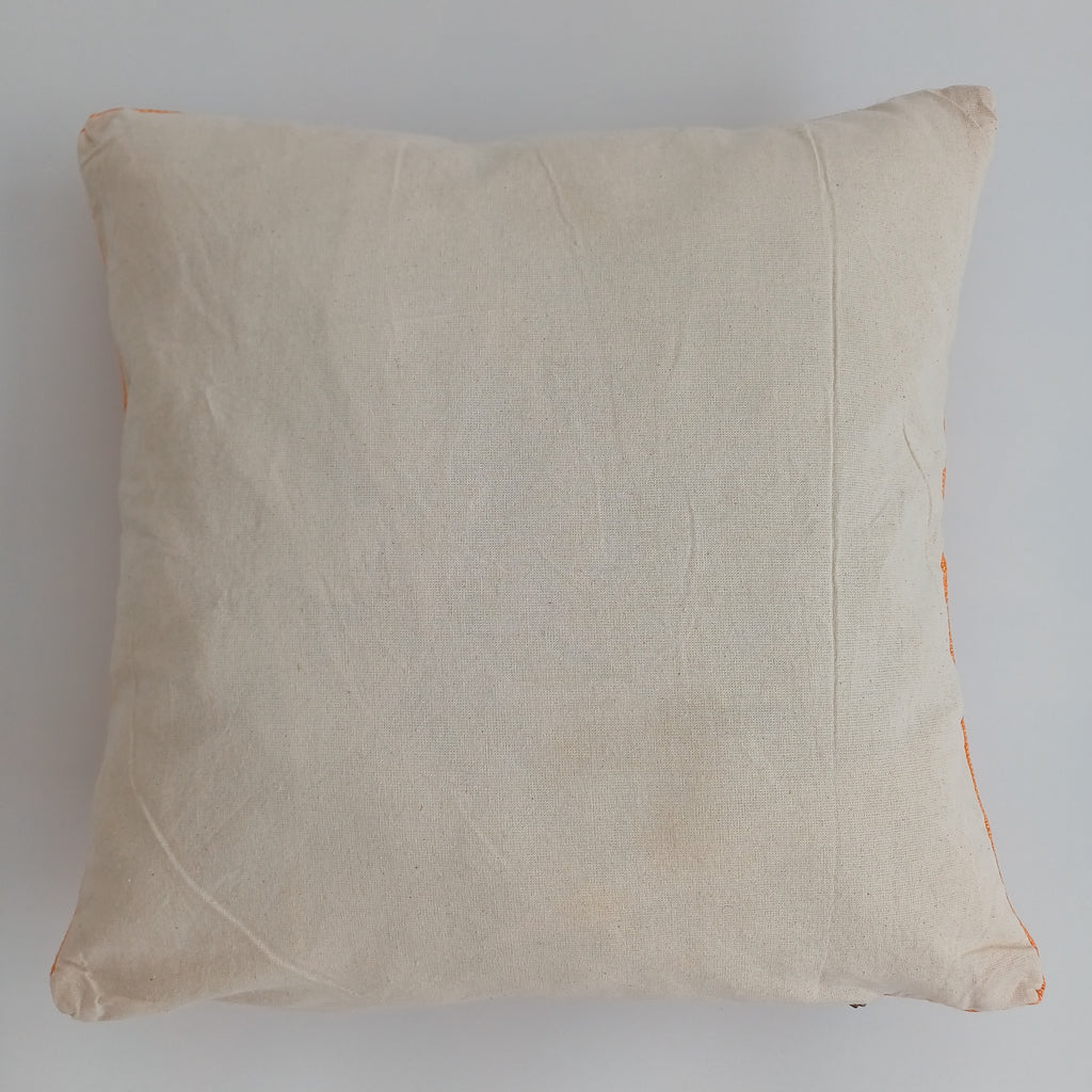Moroccan Handmade Orange Cactus Silk Cushion Cover 16''x16'' / 40x40 CM