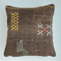 Moroccan Handmade Brown Cactus Silk Cushion Cover 16''x16'' / 40x40 CM