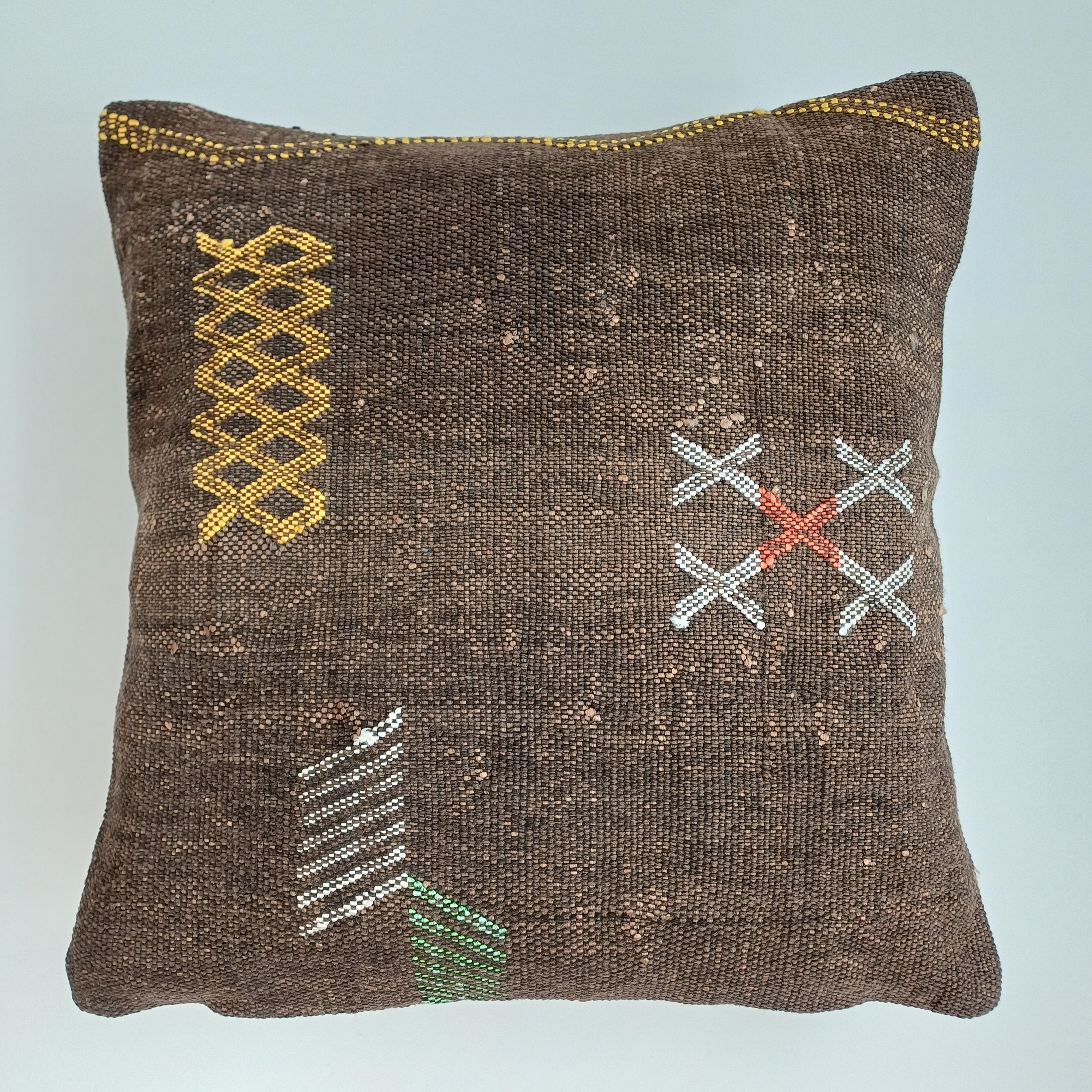 Moroccan Handmade Brown Cactus Silk Cushion Cover 16''x16'' / 40x40 CM