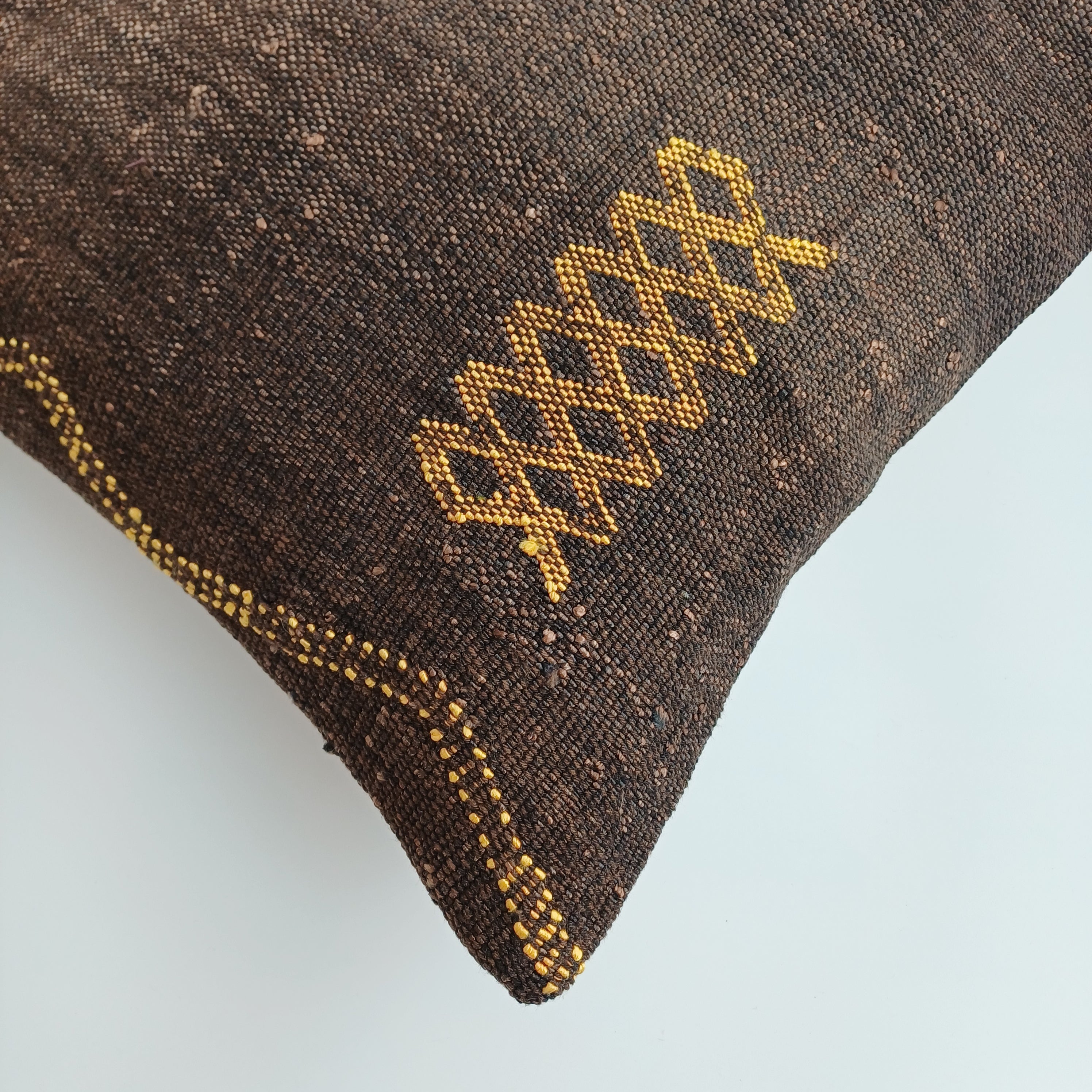 Moroccan Handmade Brown Cactus Silk Cushion Cover 16''x16'' / 40x40 CM