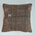 Moroccan Handmade Brown Cactus Silk Cushion Cover 16''x16'' / 40x40 CM