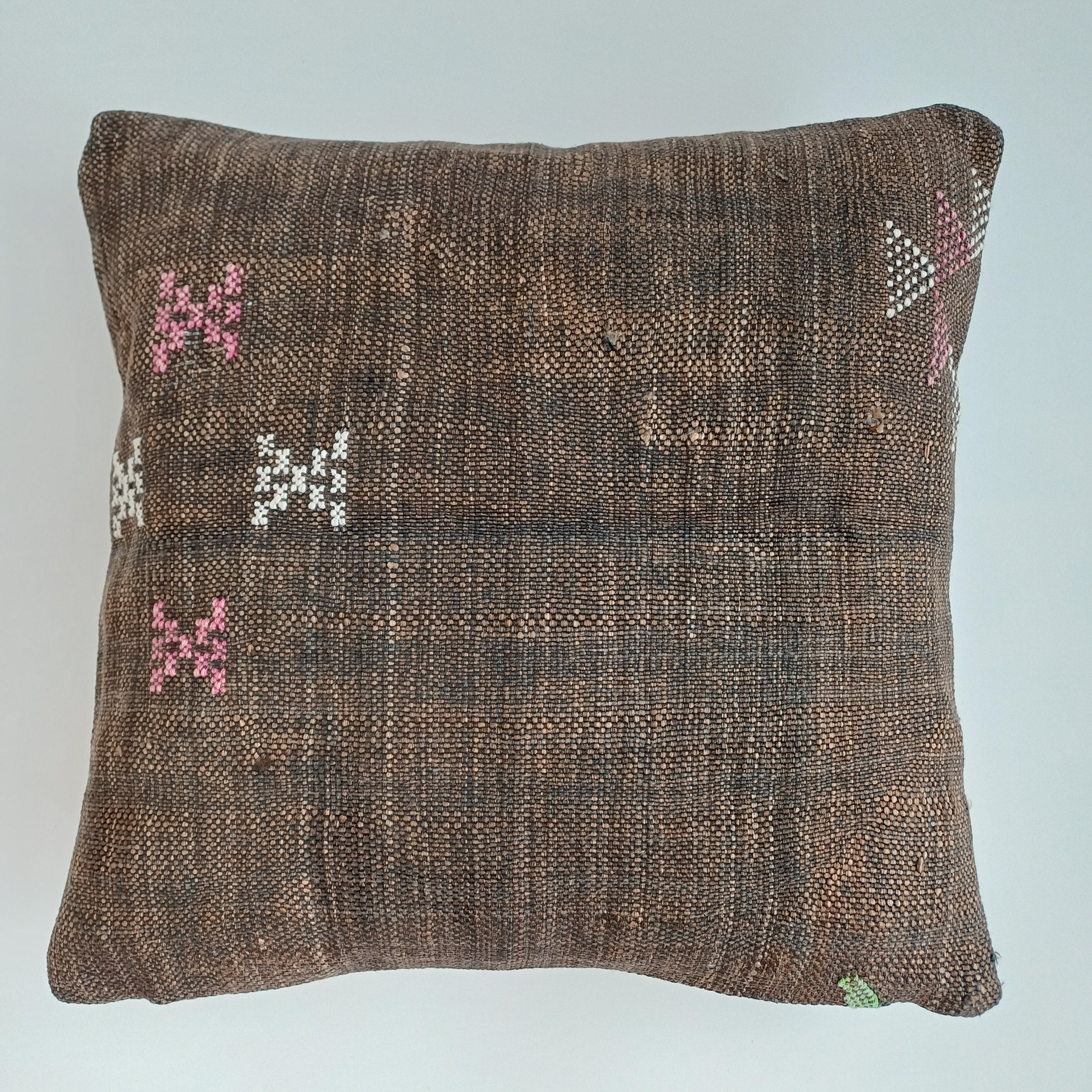 Moroccan Handmade Brown Cactus Silk Cushion Cover 16''x16'' / 40x40 CM