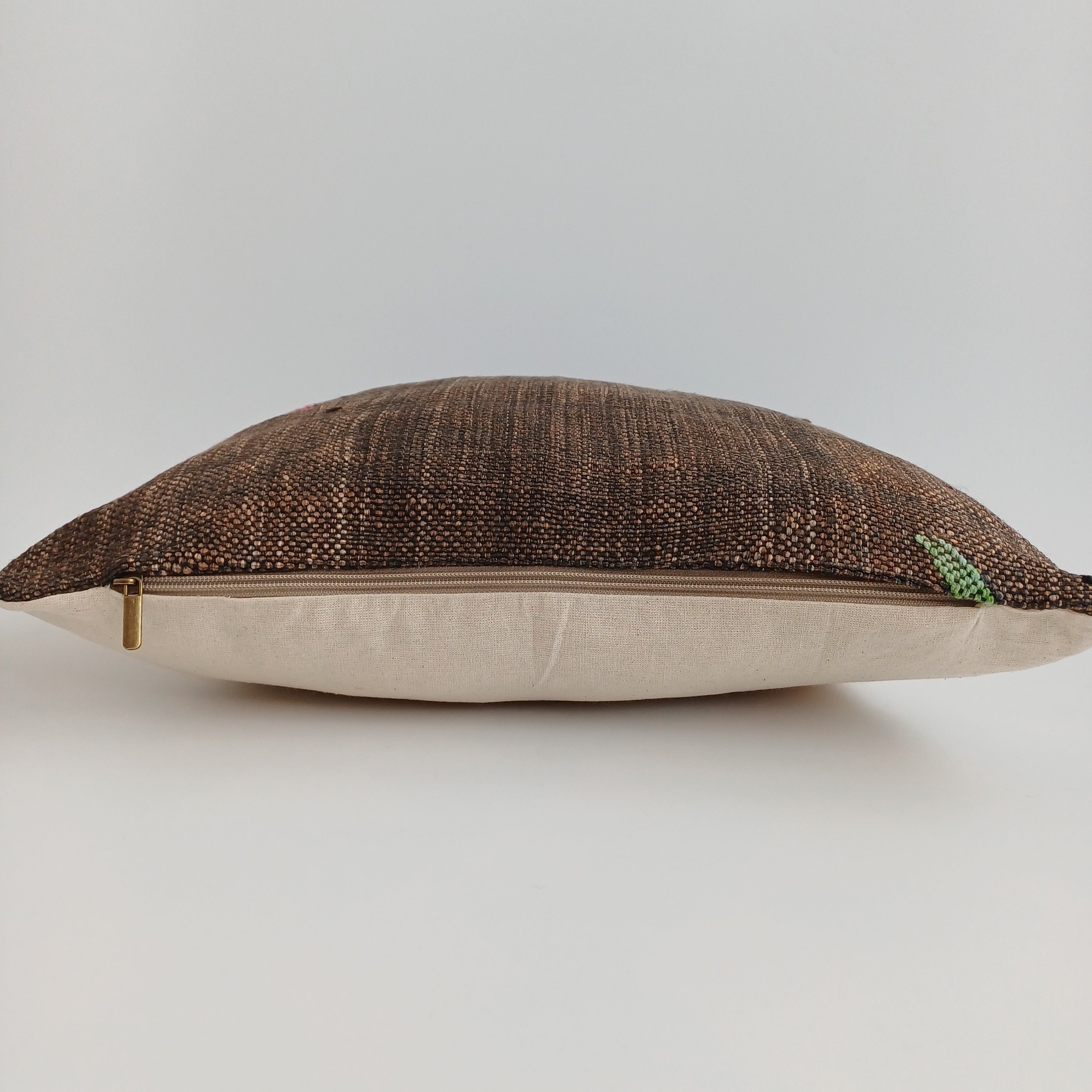 Moroccan Handmade Brown Cactus Silk Cushion Cover 16''x16'' / 40x40 CM