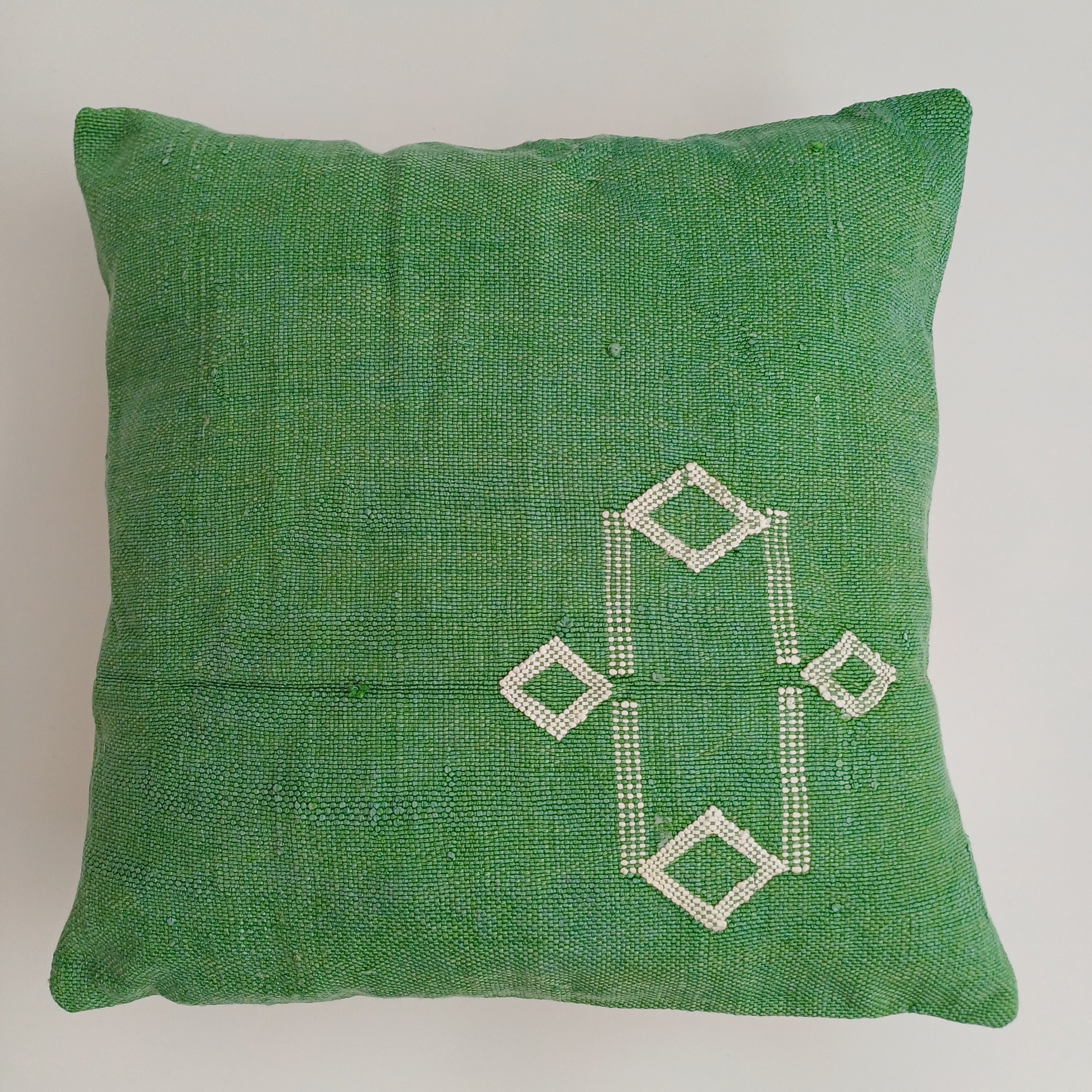 Moroccan Handmade Green Cactus Silk Cushion Cover 16''x16'' / 40x40 CM