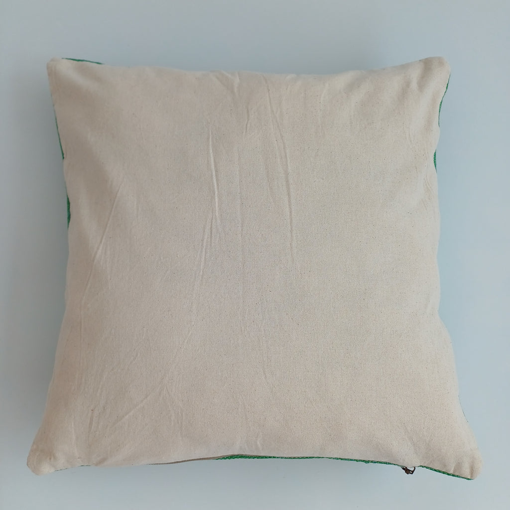 Moroccan Handmade Green Cactus Silk Cushion Cover 16''x16'' / 40x40 CM