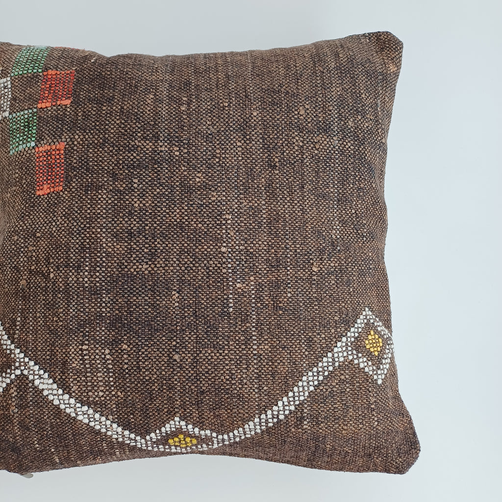 Moroccan Handmade Brown Cactus Silk Cushion Cover 16''x16'' / 40x40 CM