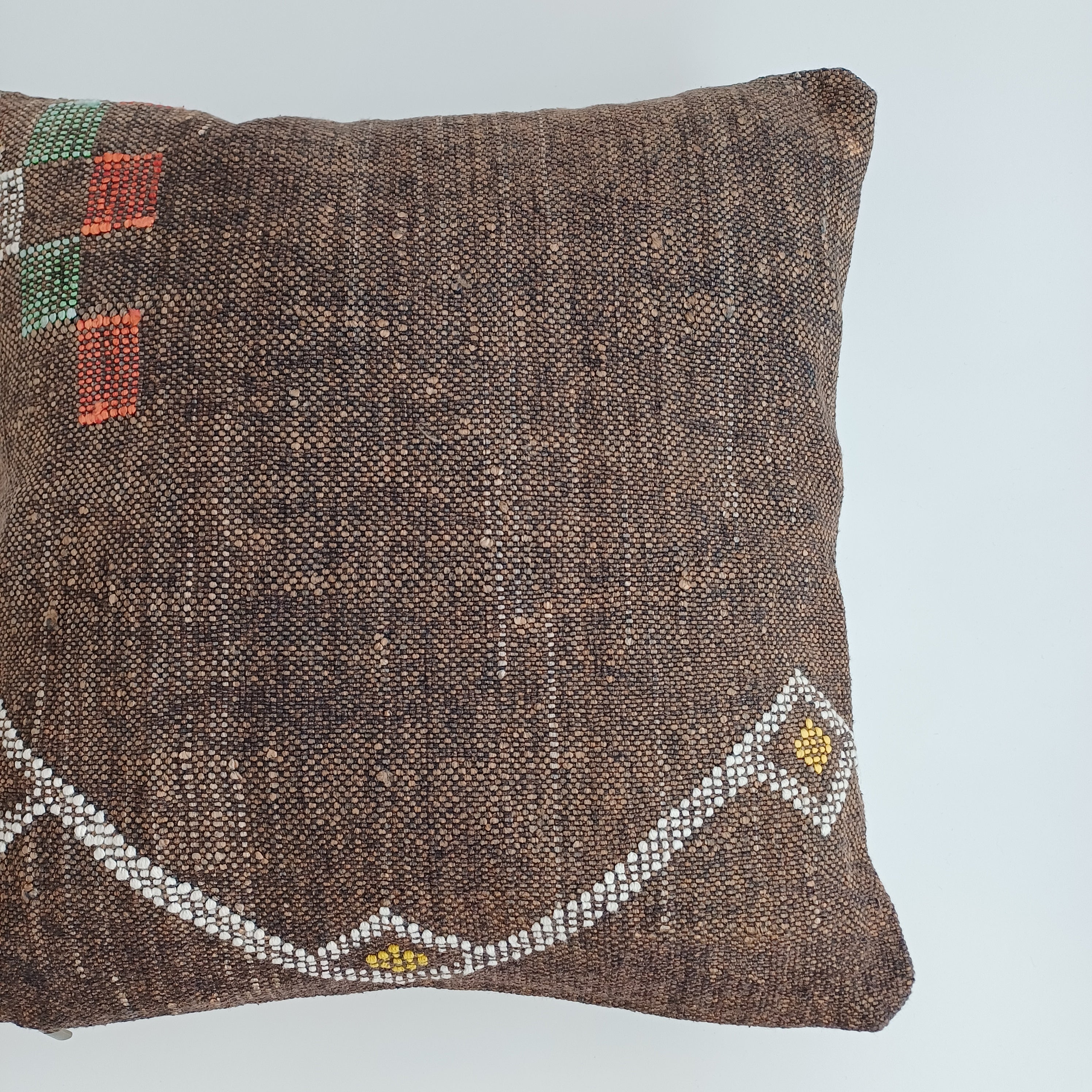 Moroccan Handmade Brown Cactus Silk Cushion Cover 16''x16'' / 40x40 CM