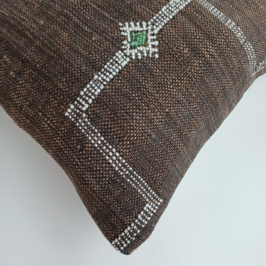 Moroccan Handmade Brown Cactus Silk Cushion Cover 16''x16'' / 40x40 CM