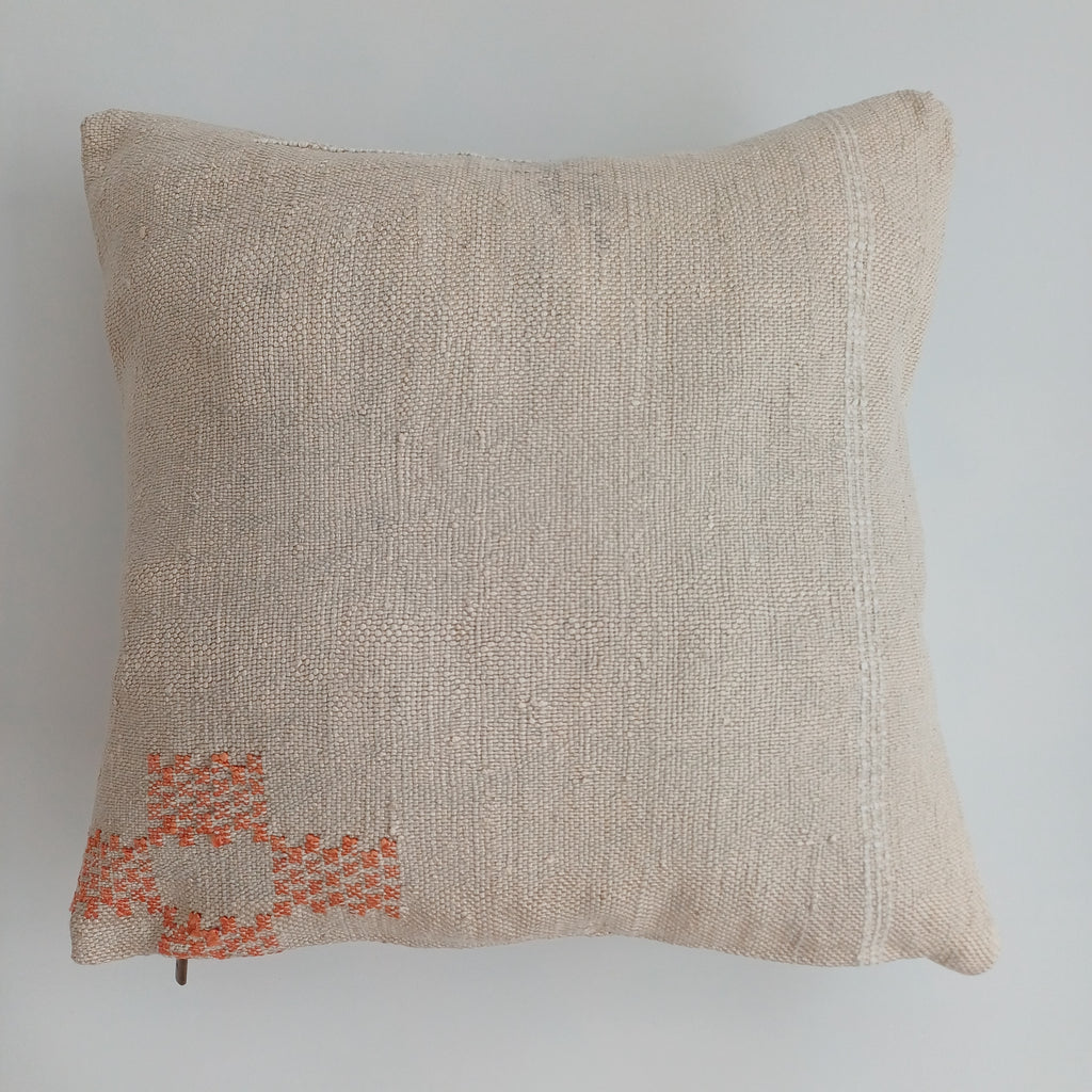 Moroccan Handmade White Cactus Silk Cushion Cover 16''x16'' / 40x40 CM