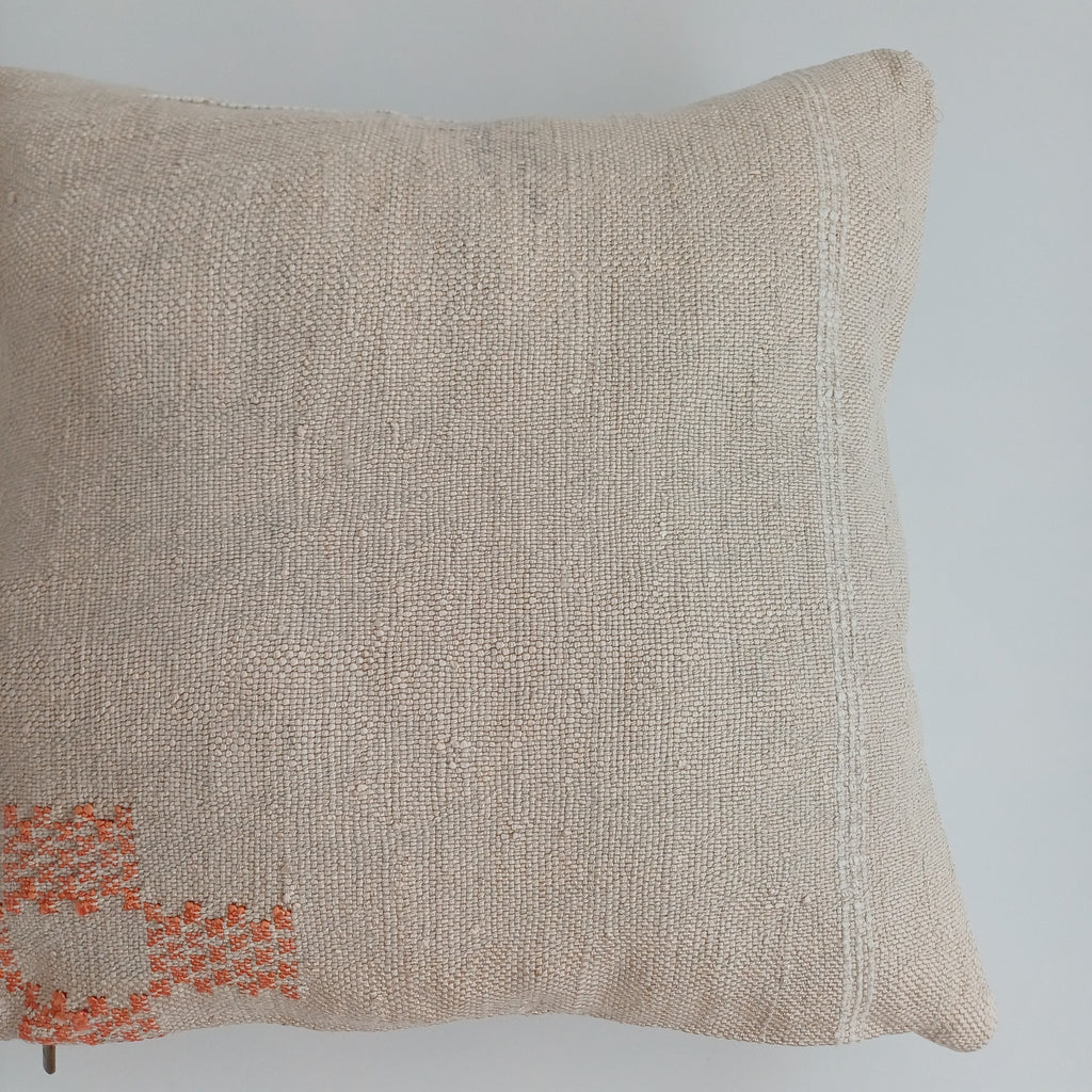 Moroccan Handmade White Cactus Silk Cushion Cover 16''x16'' / 40x40 CM