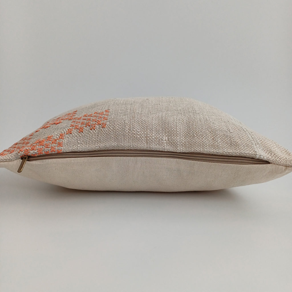 Moroccan Handmade White Cactus Silk Cushion Cover 16''x16'' / 40x40 CM