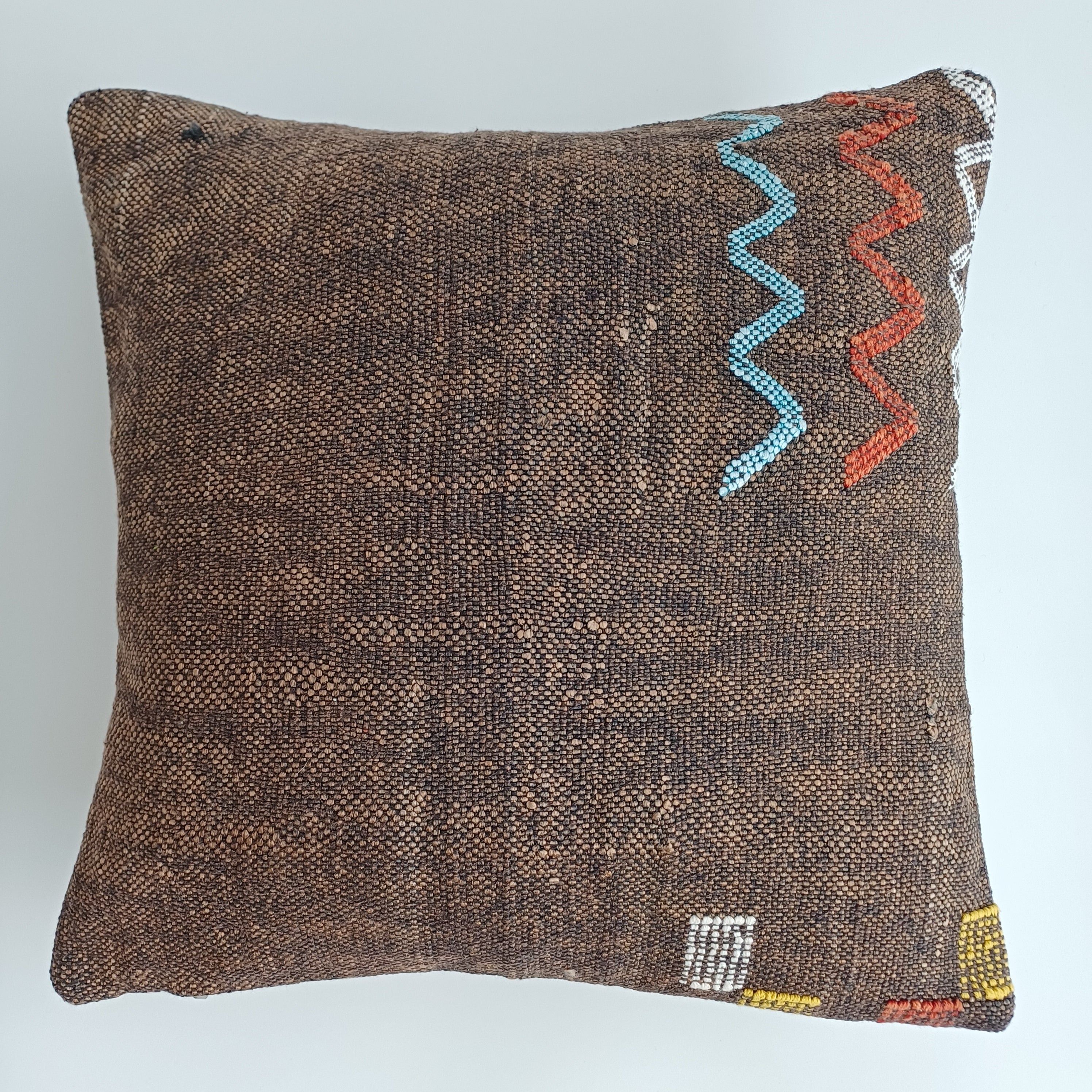 Moroccan Handmade Brown Cactus Silk Cushion Cover 16''x16'' / 40x40 CM