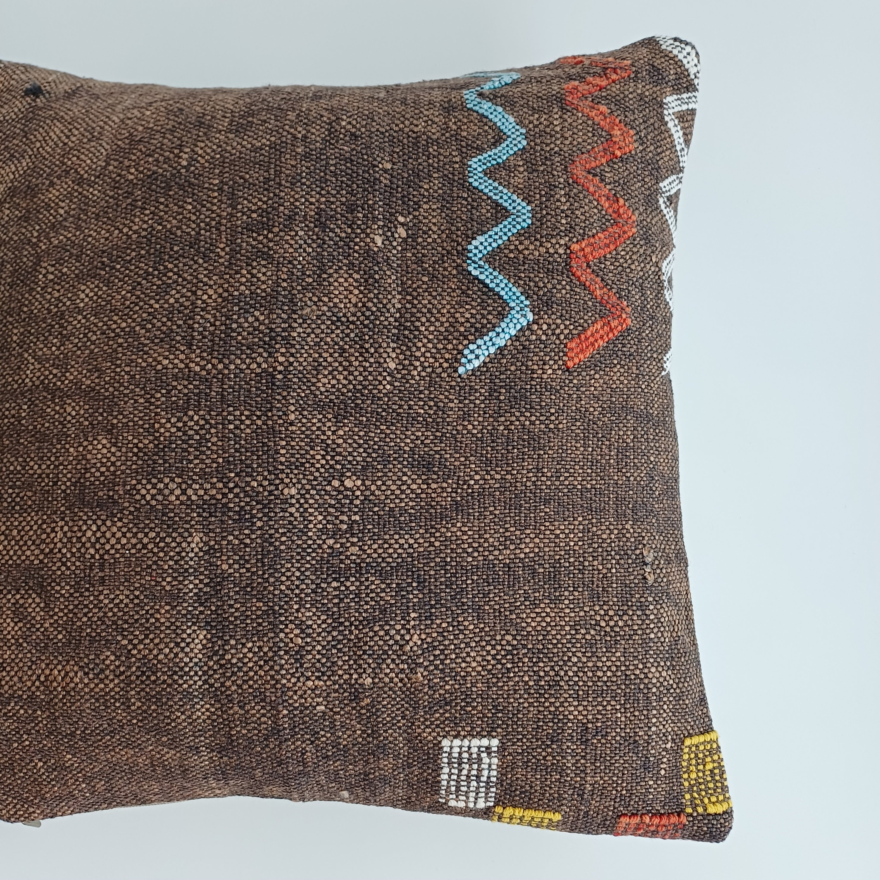 Moroccan Handmade Brown Cactus Silk Cushion Cover 16''x16'' / 40x40 CM