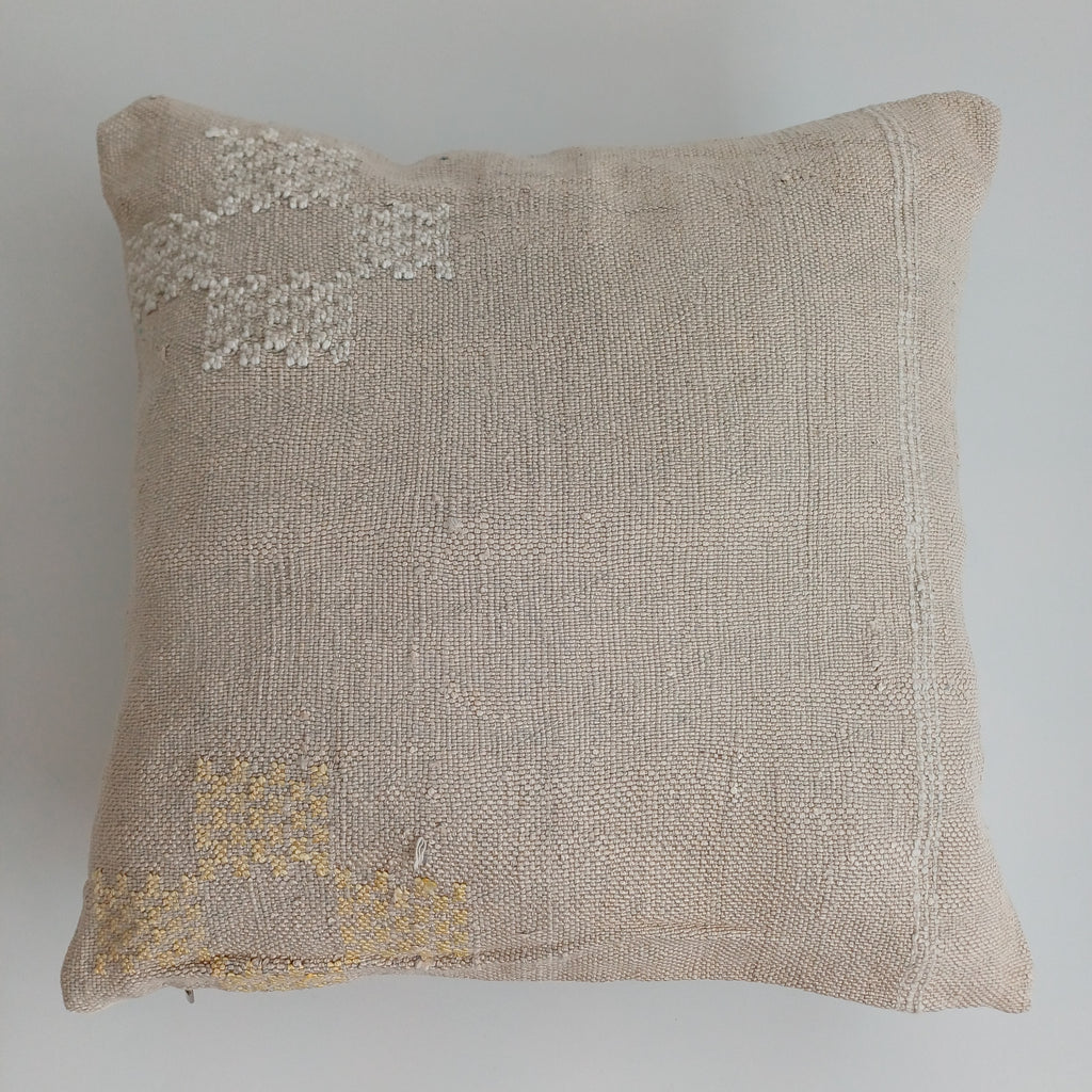 Moroccan Handmade Oatmeal Cactus Silk Cushion Cover 16''x16'' / 40x40 CM