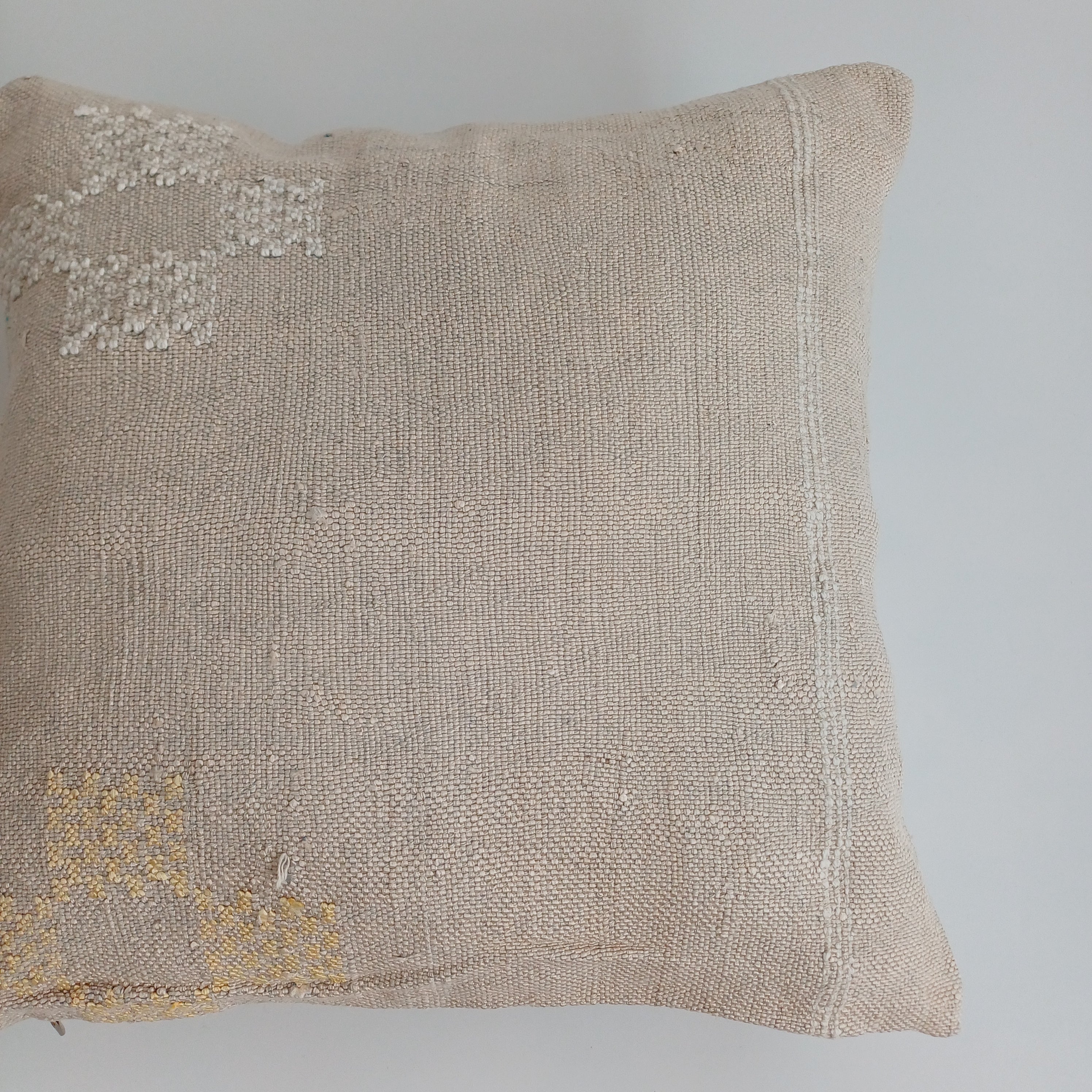Moroccan Handmade Oatmeal Cactus Silk Cushion Cover 16''x16'' / 40x40 CM