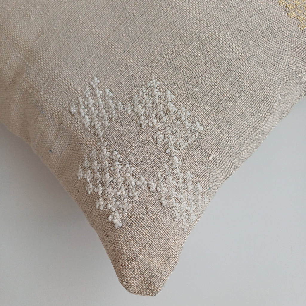 Moroccan Handmade Oatmeal Cactus Silk Cushion Cover 16''x16'' / 40x40 CM