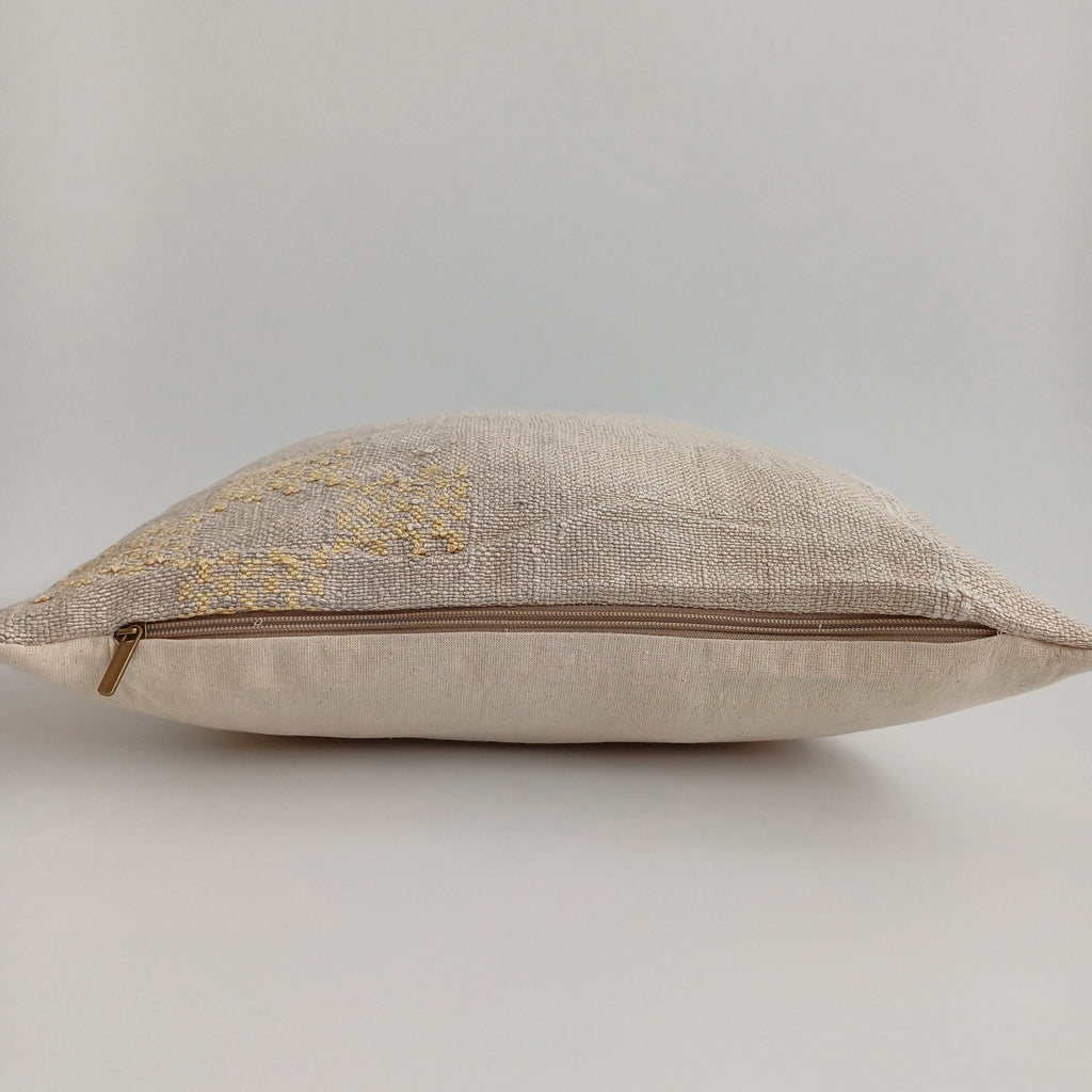 Moroccan Handmade Oatmeal Cactus Silk Cushion Cover 16''x16'' / 40x40 CM