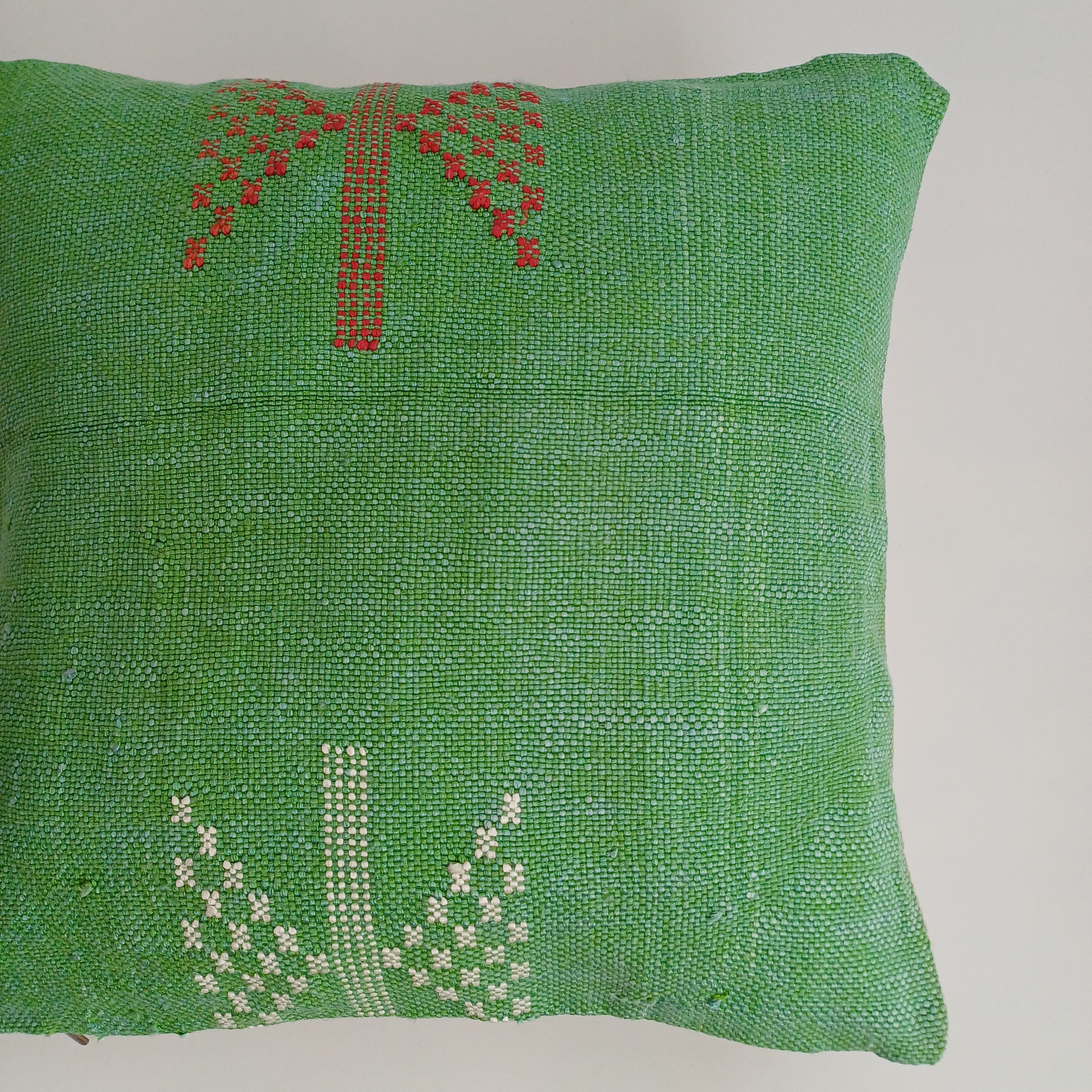 Moroccan Handmade Green Cactus Silk Cushion Cover 16''x16'' / 40x40 CM