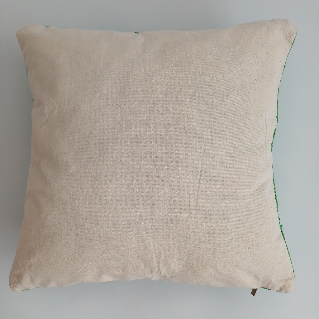 Moroccan Handmade Green Cactus Silk Cushion Cover 16''x16'' / 40x40 CM
