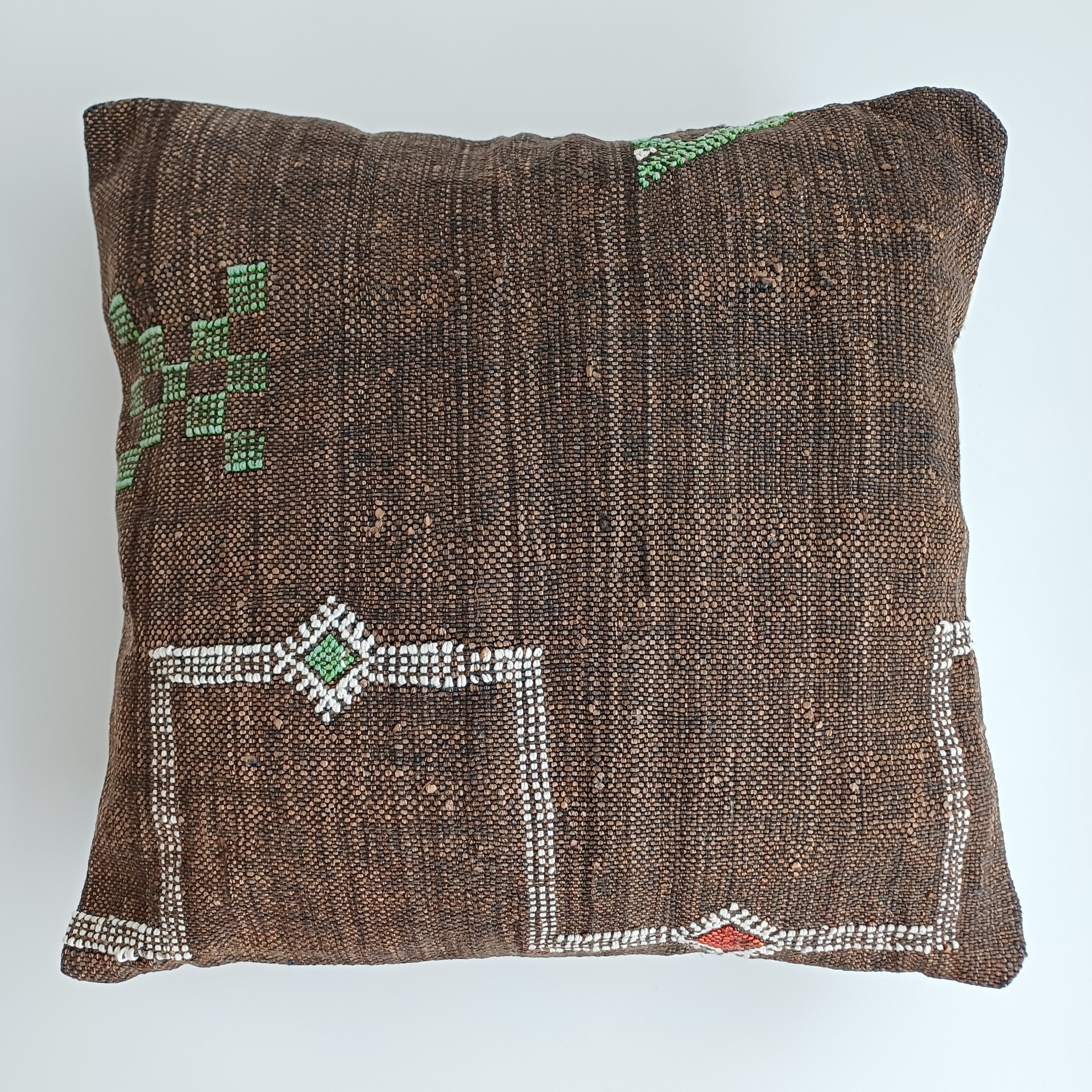 Moroccan Handmade Brown Cactus Silk Cushion Cover 16''x16'' / 40x40 CM