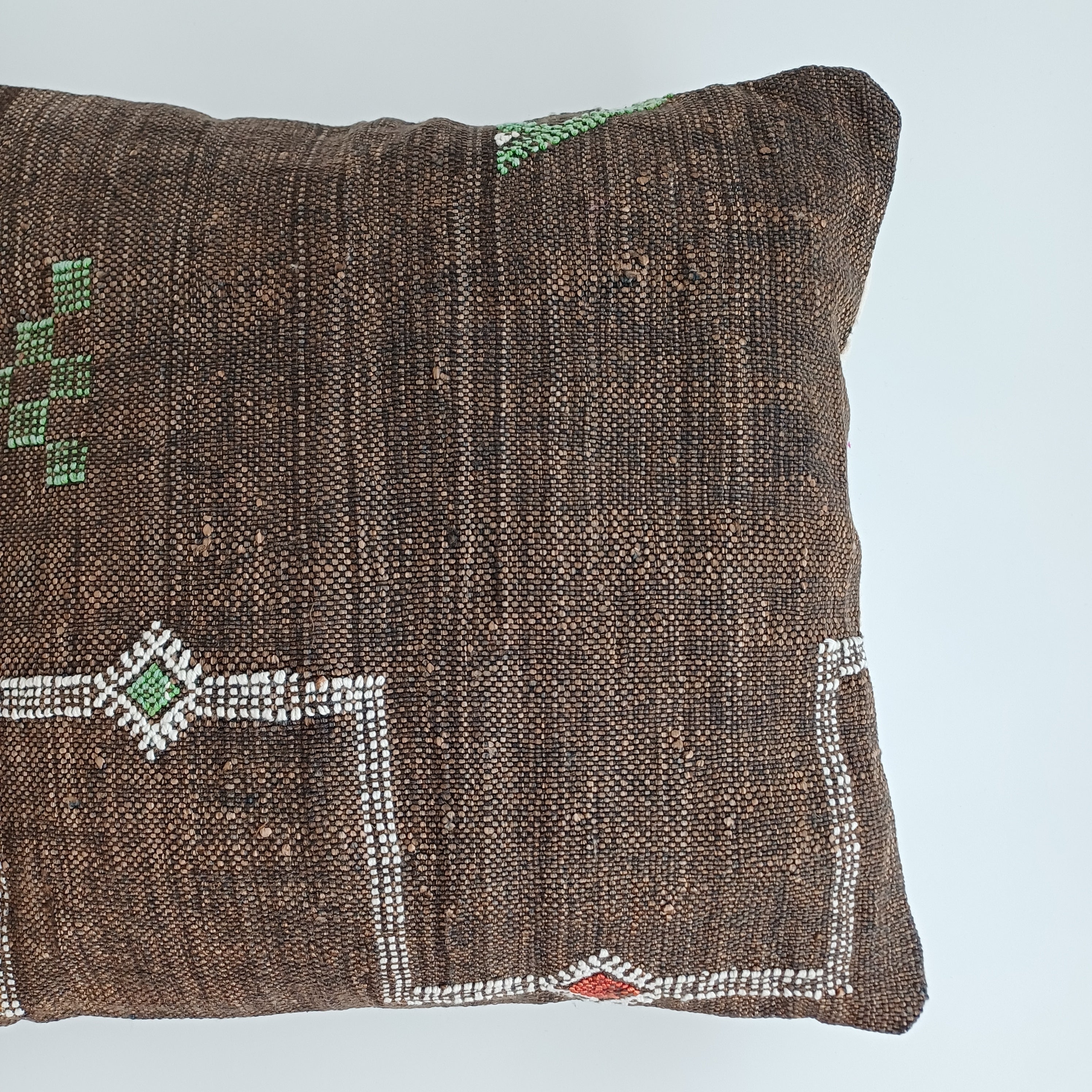 Moroccan Handmade Brown Cactus Silk Cushion Cover 16''x16'' / 40x40 CM