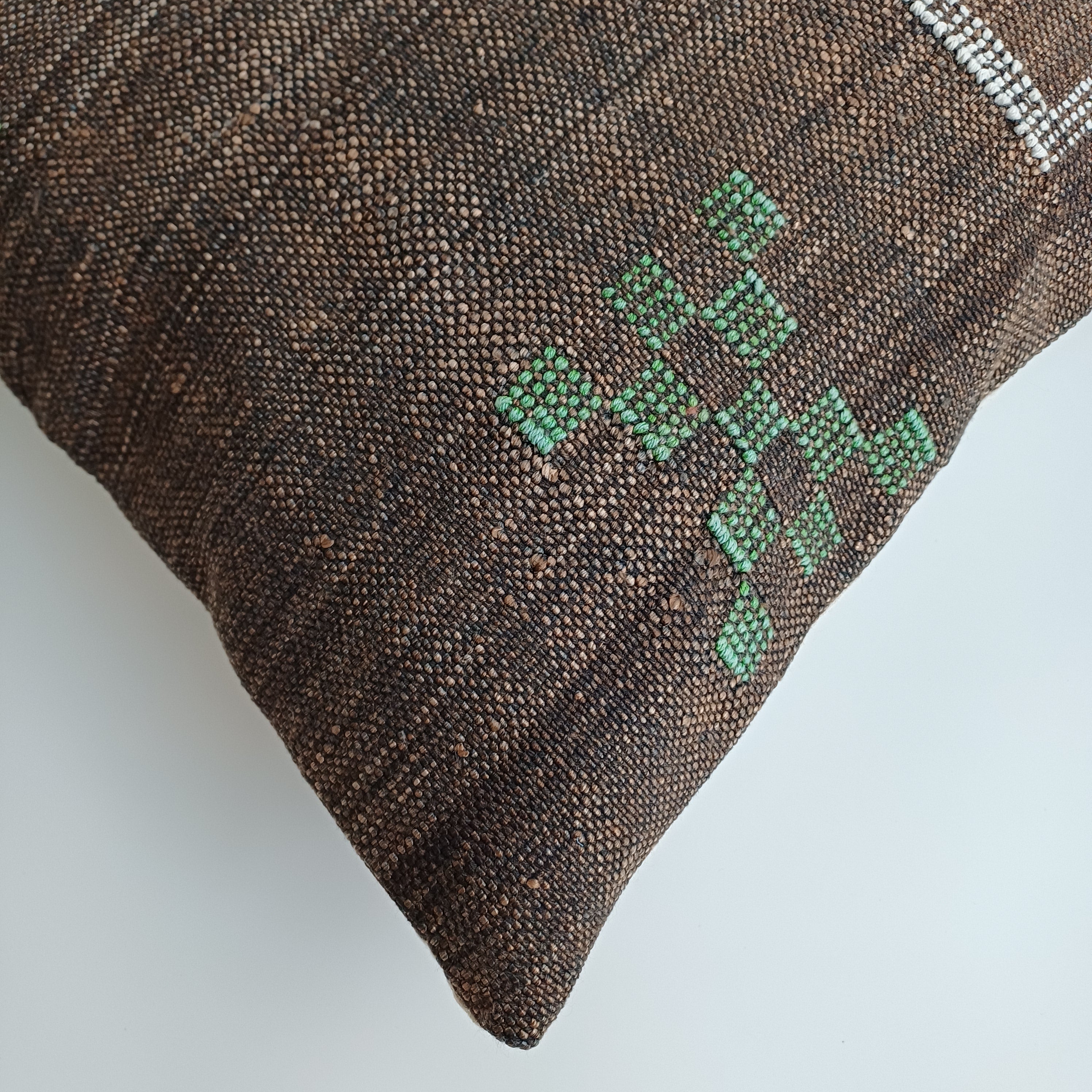 Moroccan Handmade Brown Cactus Silk Cushion Cover 16''x16'' / 40x40 CM
