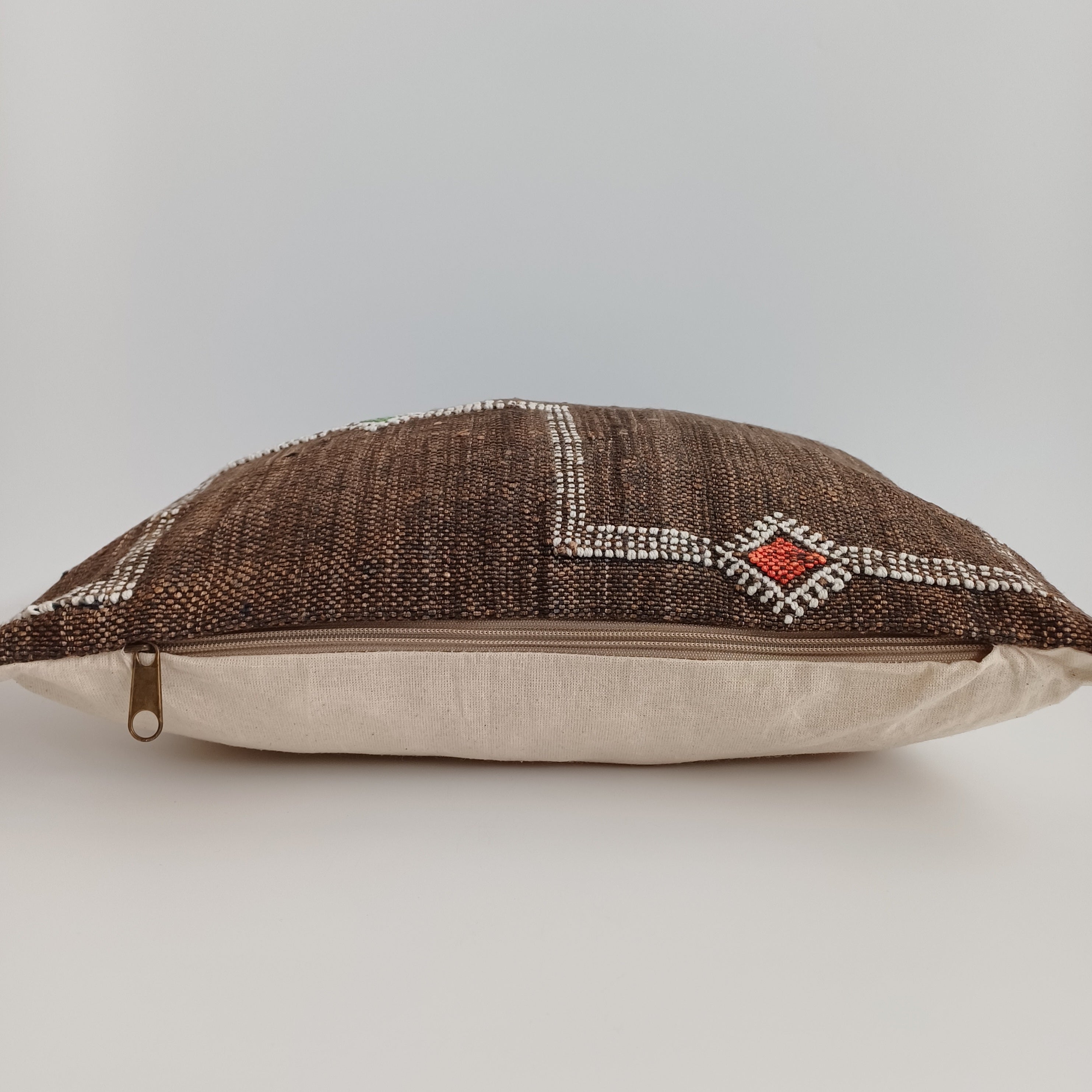 Moroccan Handmade Brown Cactus Silk Cushion Cover 16''x16'' / 40x40 CM