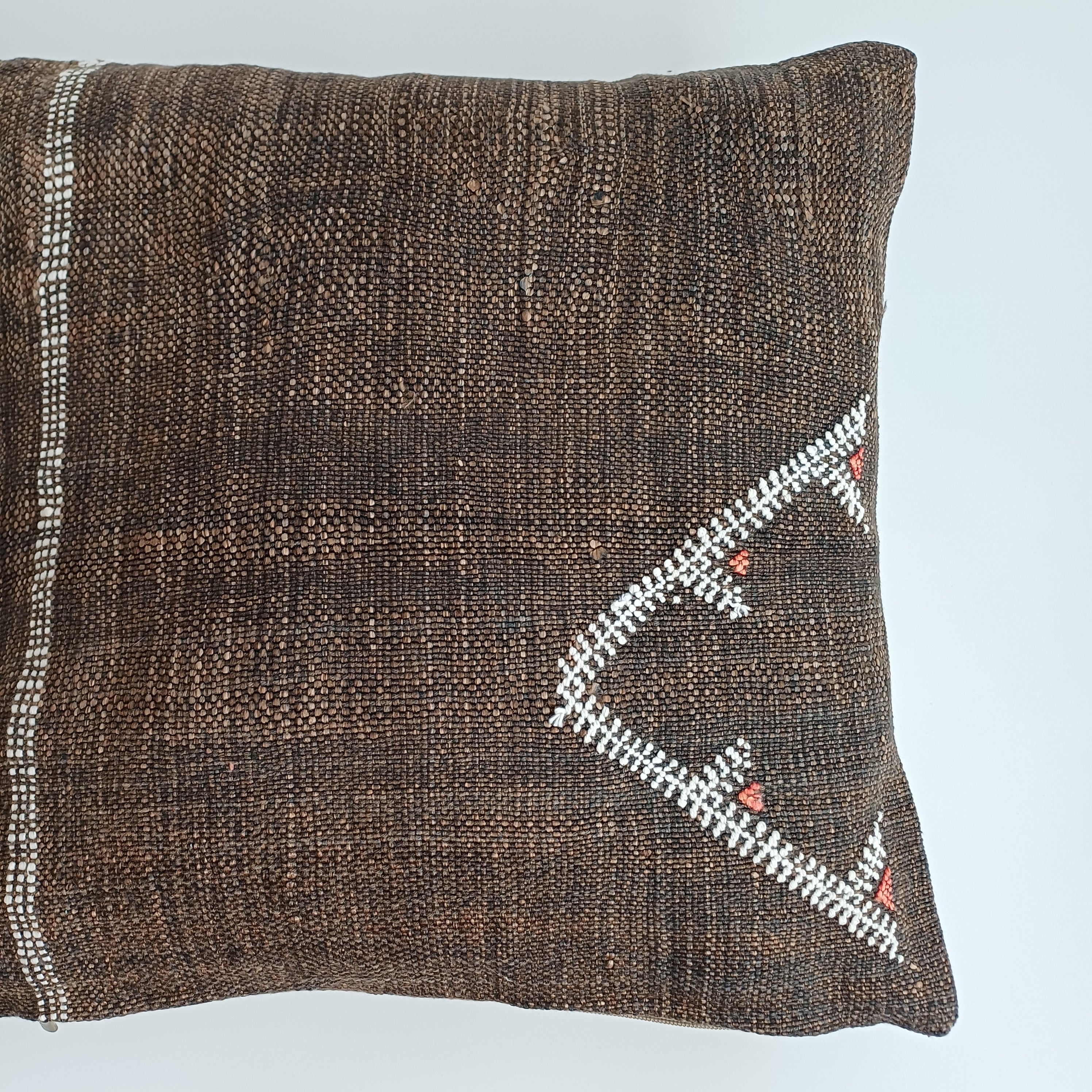 Moroccan Handmade Brown Cactus Silk Cushion Cover 16''x16'' / 40x40 CM